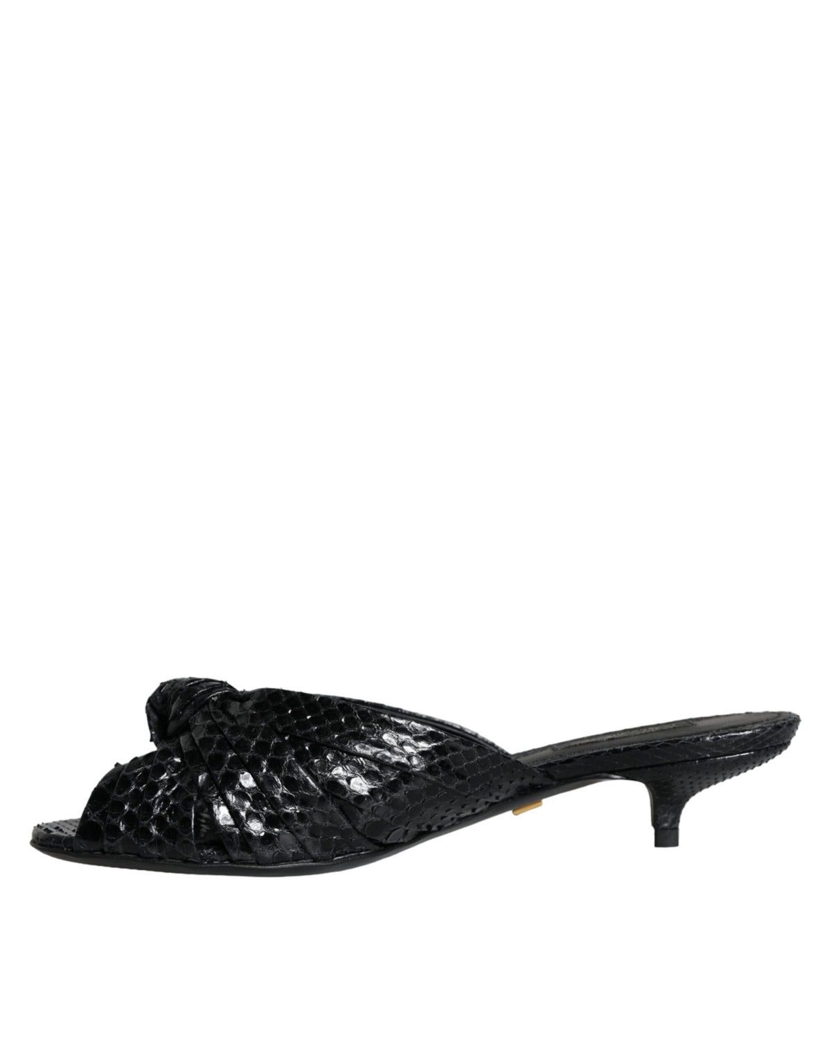 Dolce & Gabbana Black Leather Heels Slides Sandals Women's Shoes