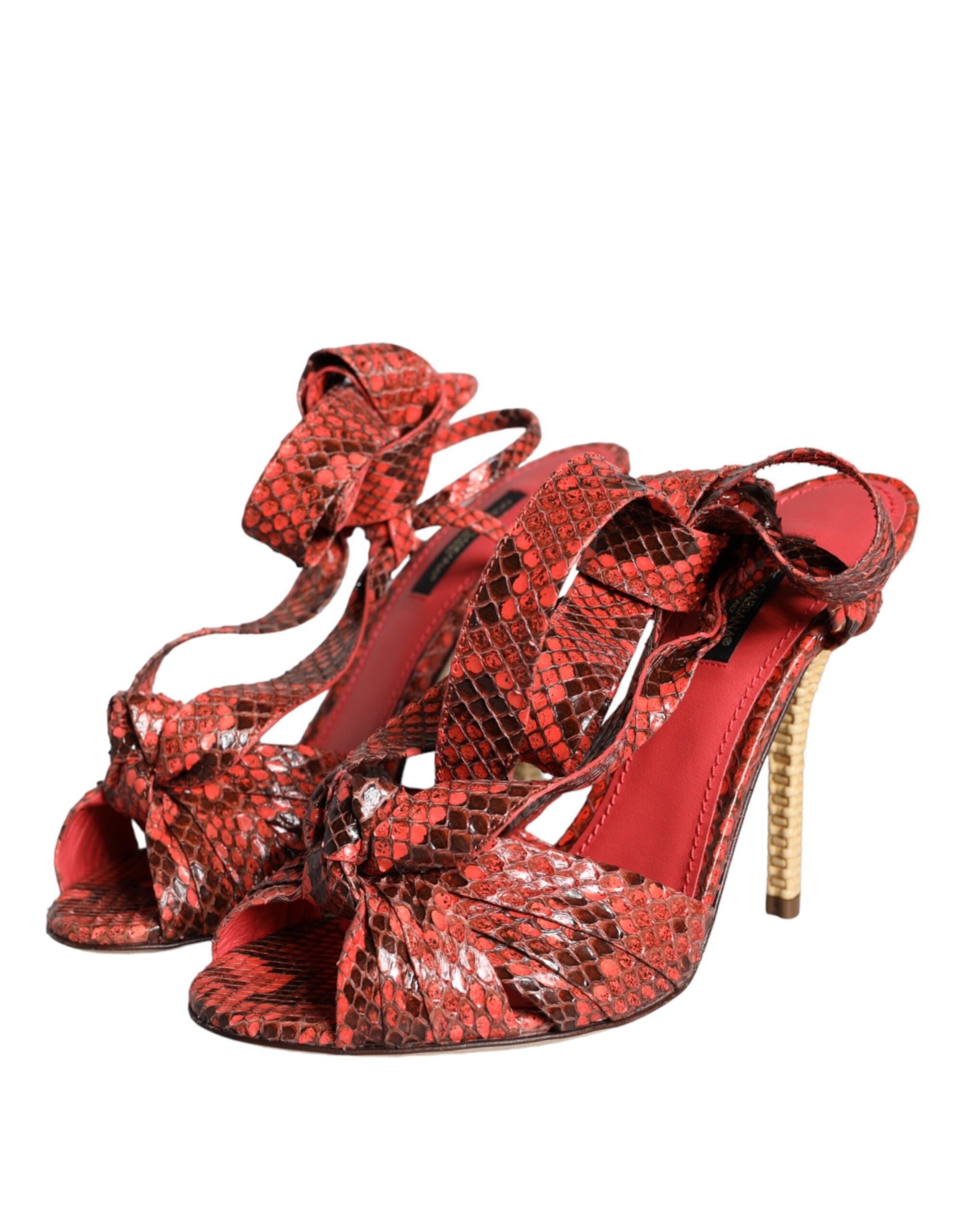 Dolce & Gabbana Coral Exotic Leather Heels Sandals Women's Shoes