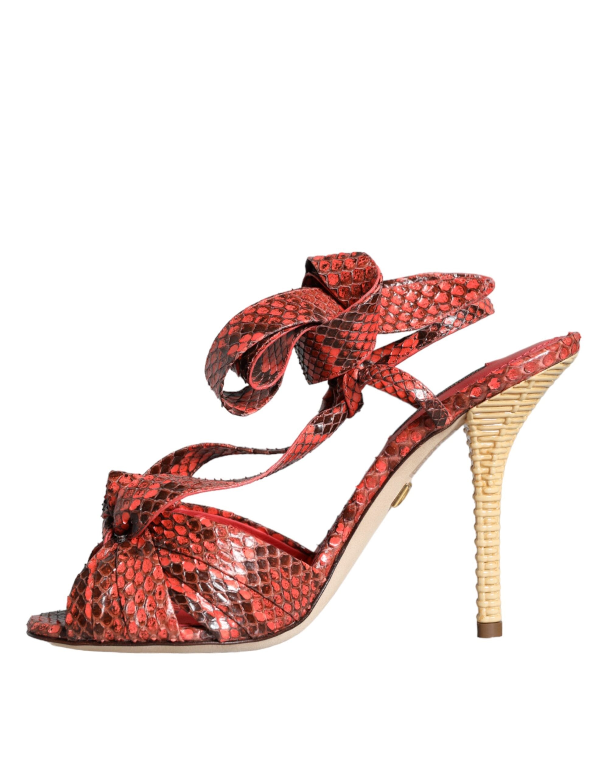 Dolce & Gabbana Coral Exotic Leather Heels Sandals Women's Shoes