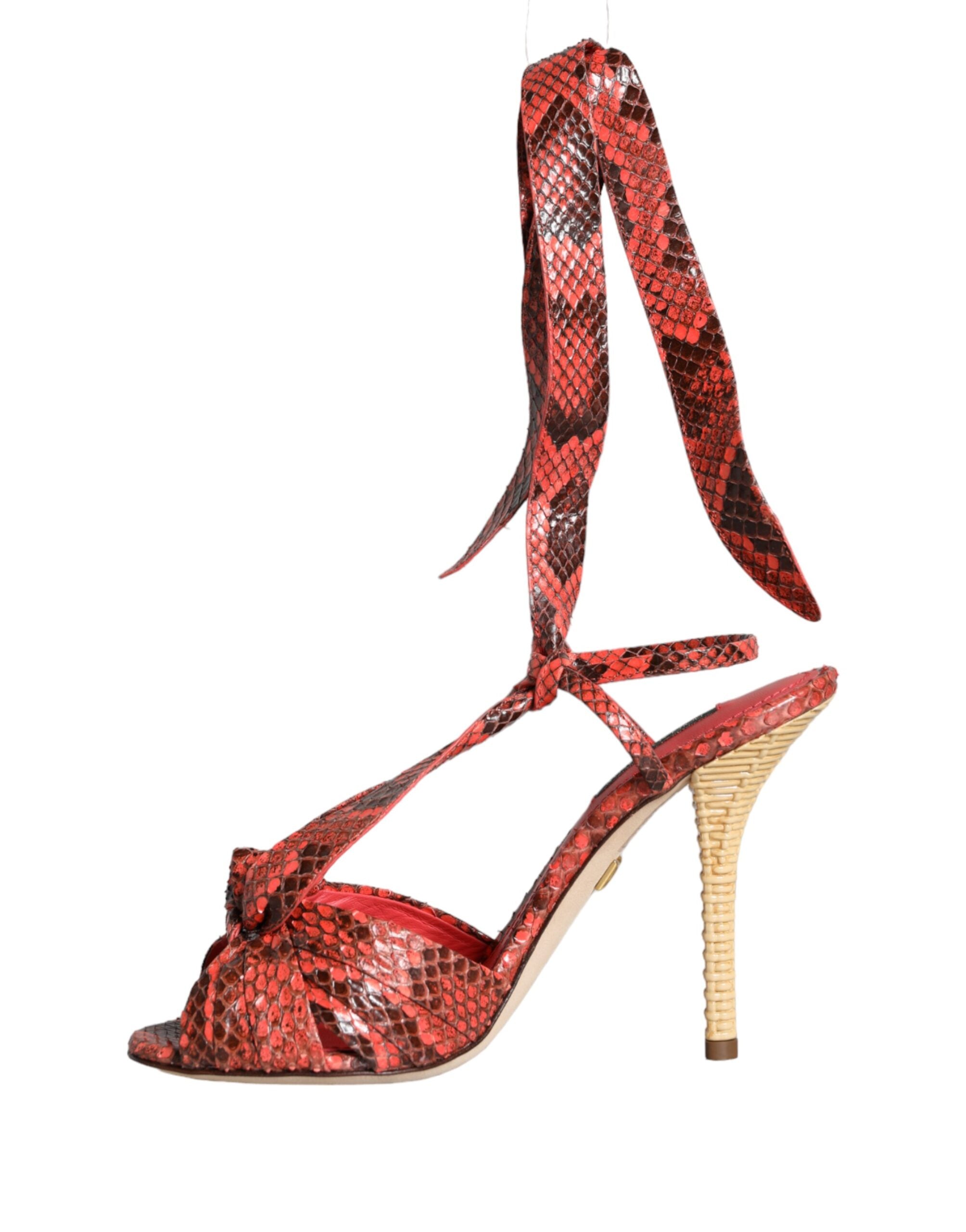 Dolce & Gabbana Coral Exotic Leather Heels Sandals Women's Shoes