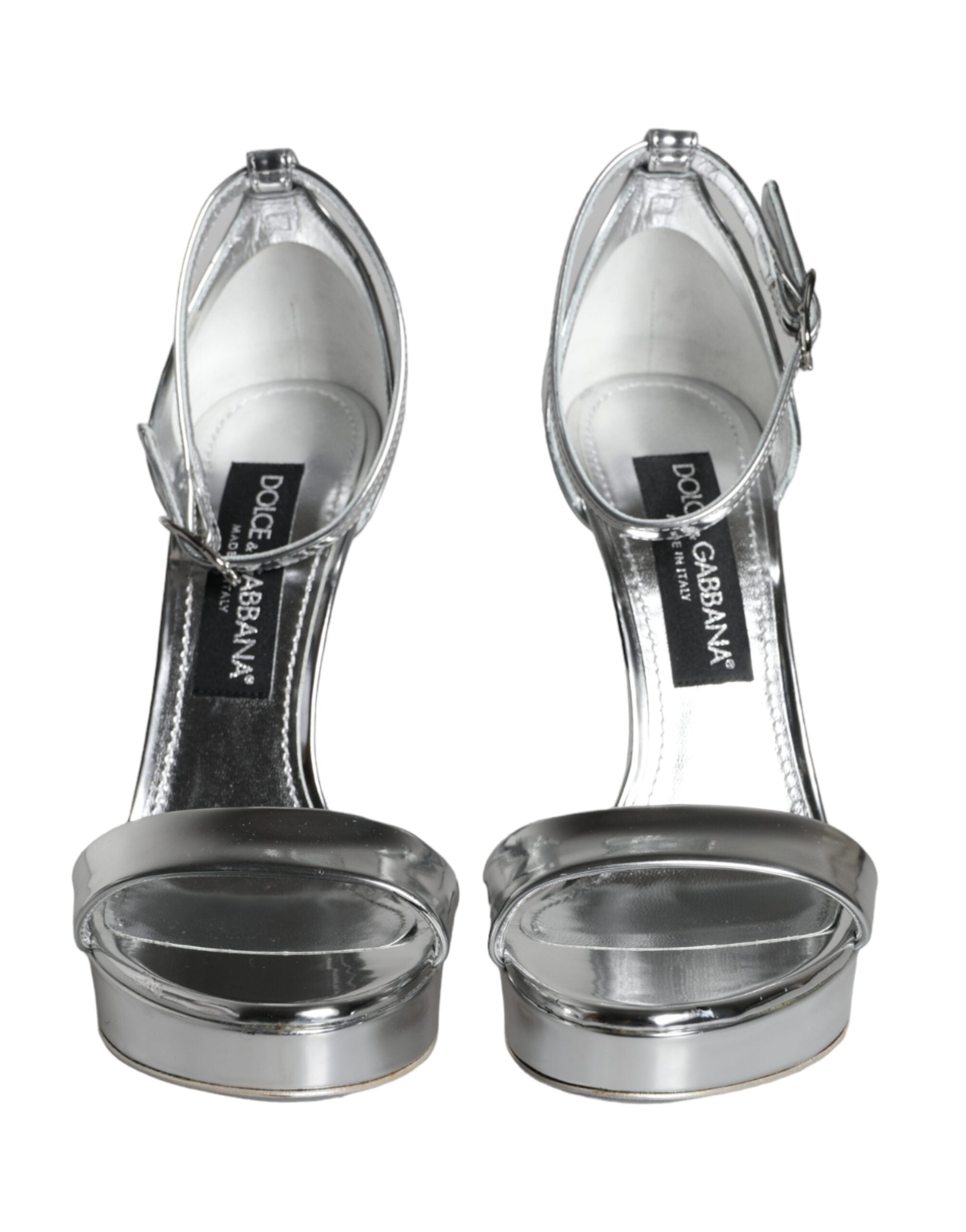 Dolce & Gabbana Silver KEIRA Heels Ankle Strap Sandals Women's Shoes (Pre-Owned)