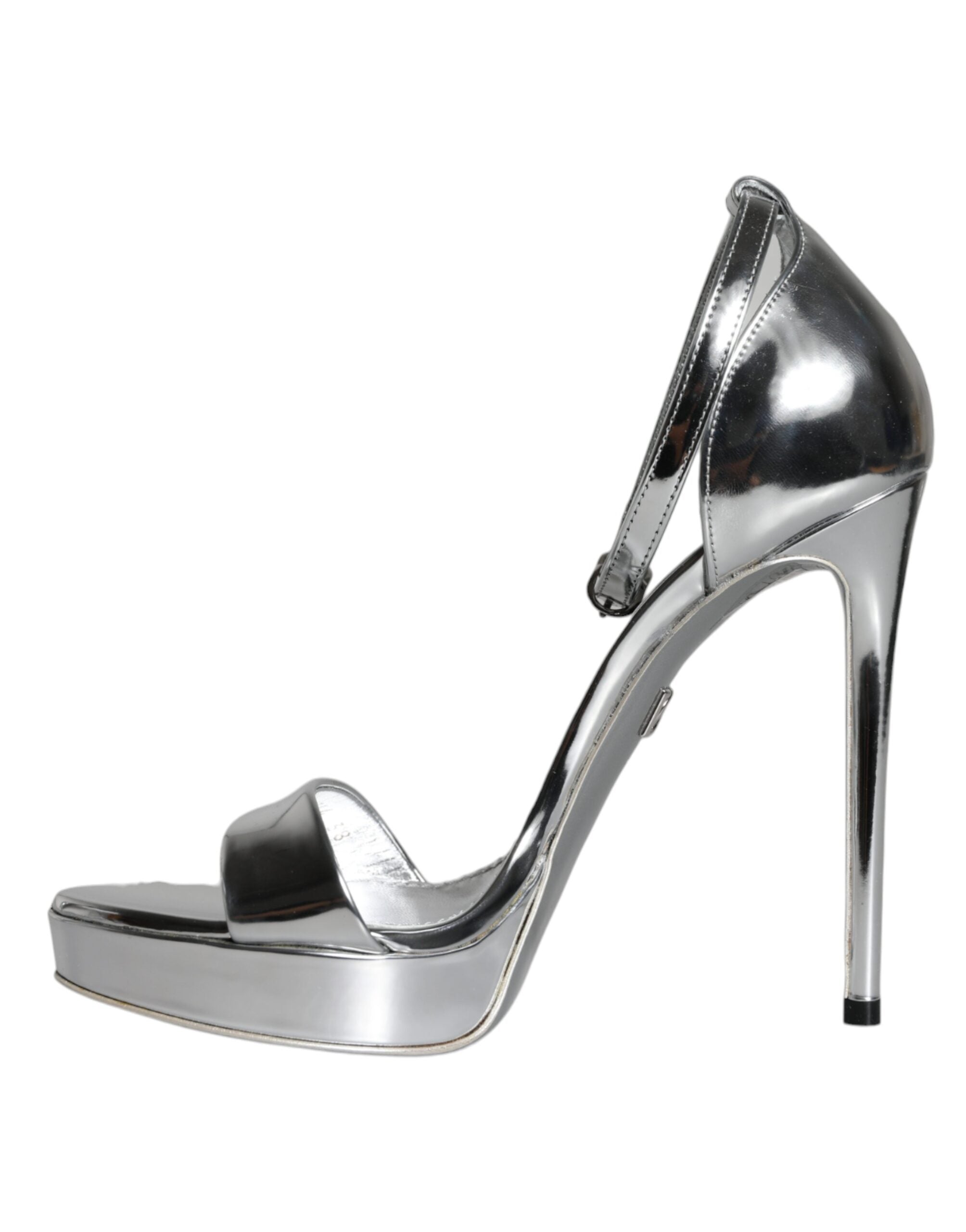 Dolce & Gabbana Silver KEIRA Heels Ankle Strap Sandals Women's Shoes (Pre-Owned)