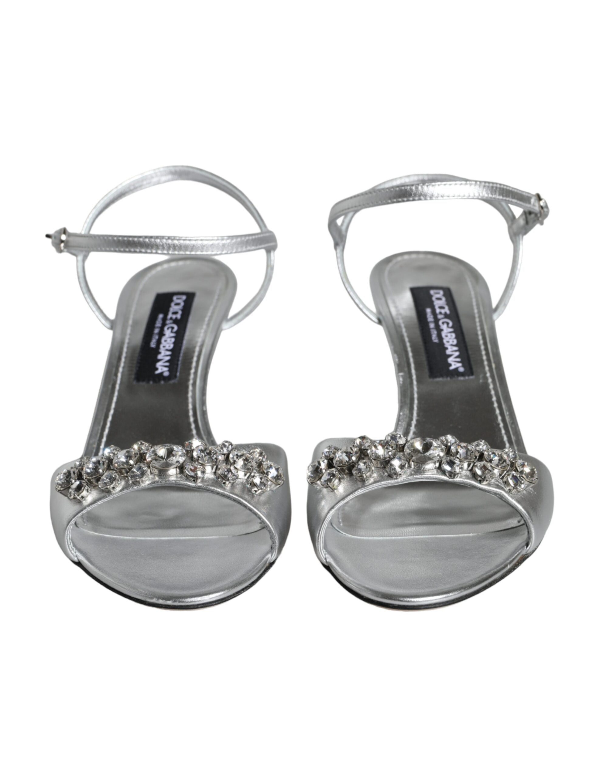 Dolce & Gabbana Silver Crystal AnkleStrap Keira Sandals Women's Shoes (Pre-Owned)