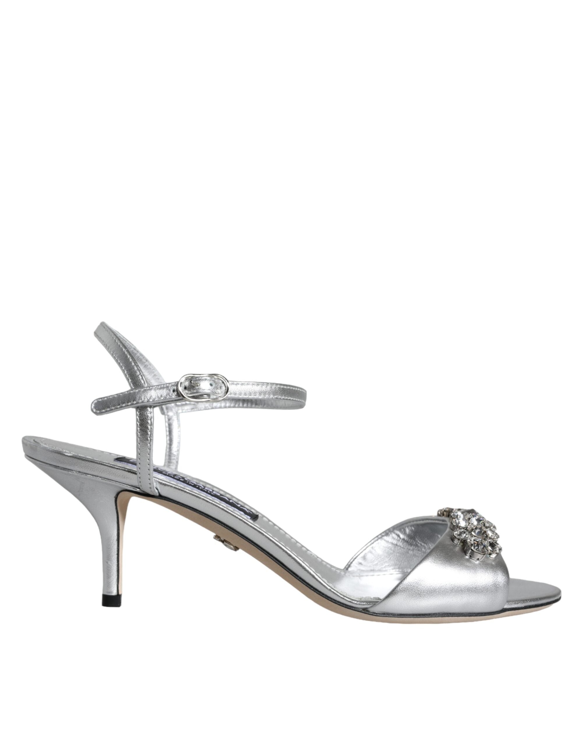 Dolce & Gabbana Silver Crystal AnkleStrap Keira Sandals Women's Shoes (Pre-Owned)