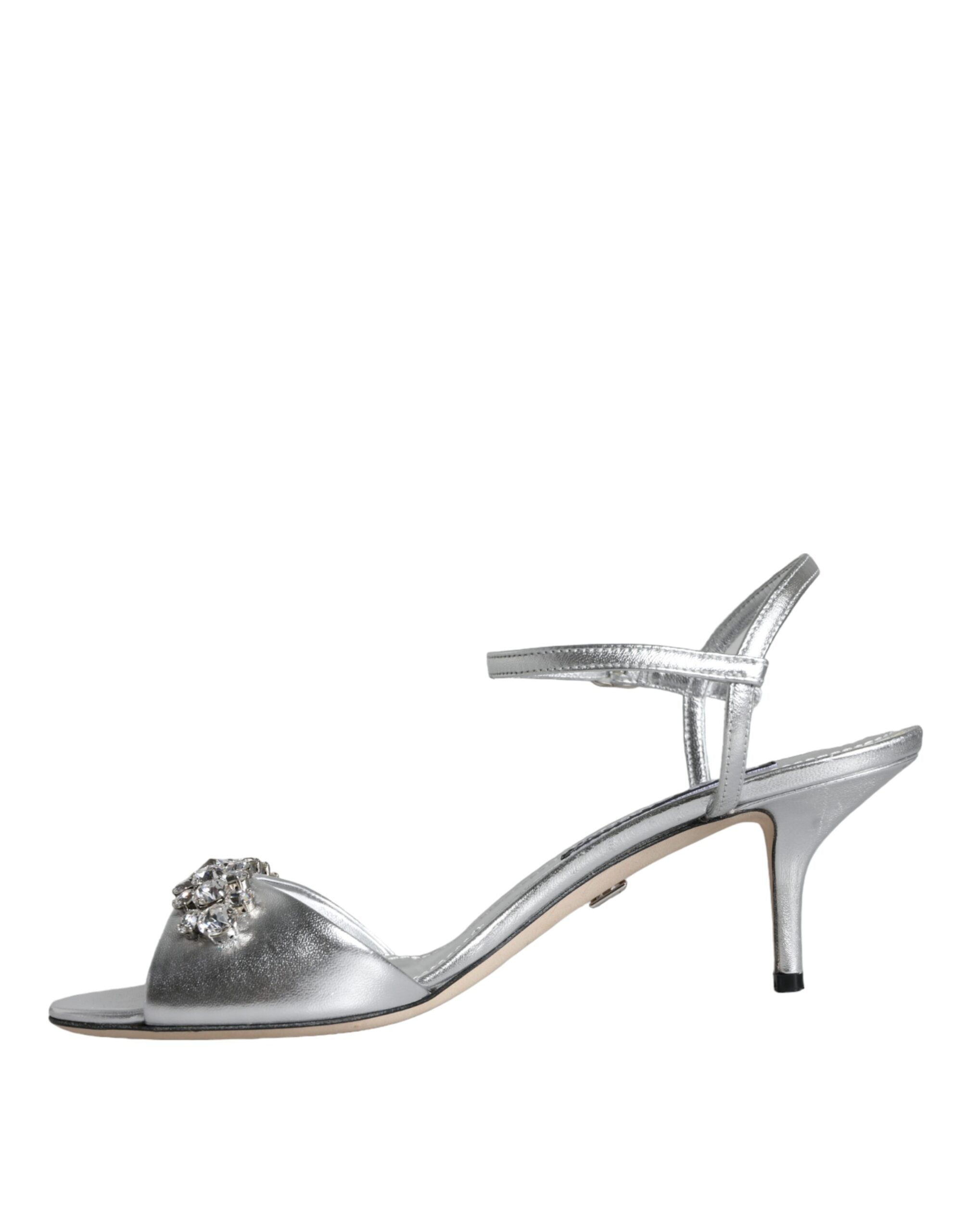 Dolce & Gabbana Silver Crystal AnkleStrap Keira Sandals Women's Shoes (Pre-Owned)