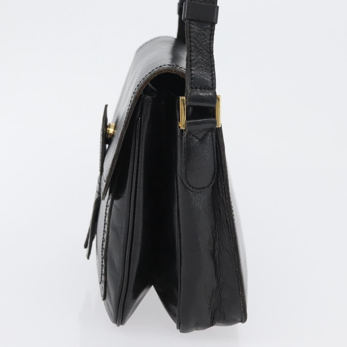 Saint Laurent Vintage Leather Black Leather Shoulder Bag Bag (Pre-Owned)