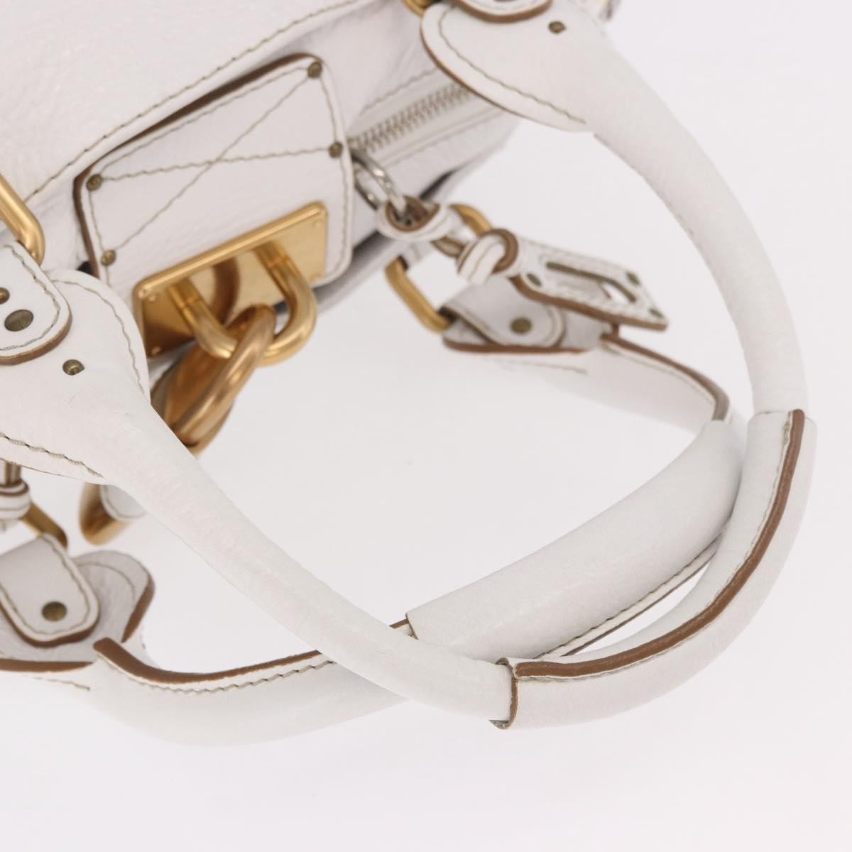 Chloe Paddington Lock Leather White Leather Handbag (Pre-Owned)