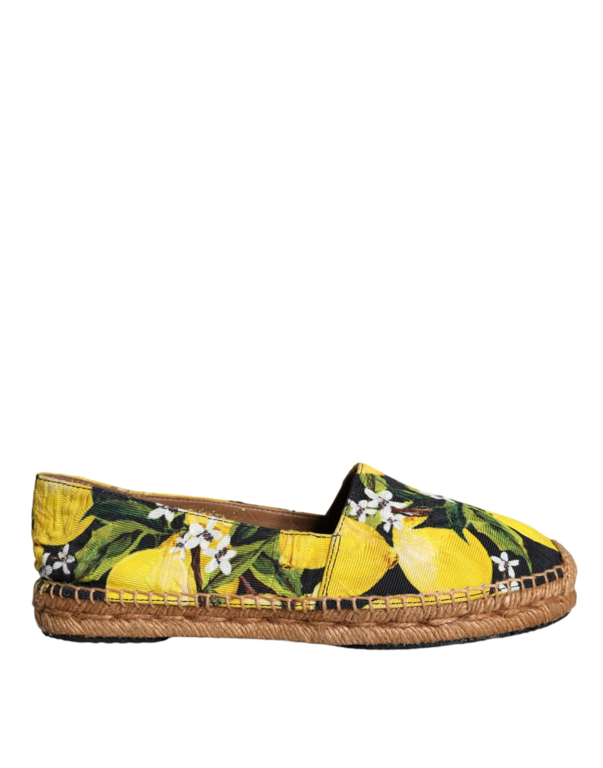 Dolce & Gabbana Multicolor Lemon Slip On Espadrilles Women's Shoes