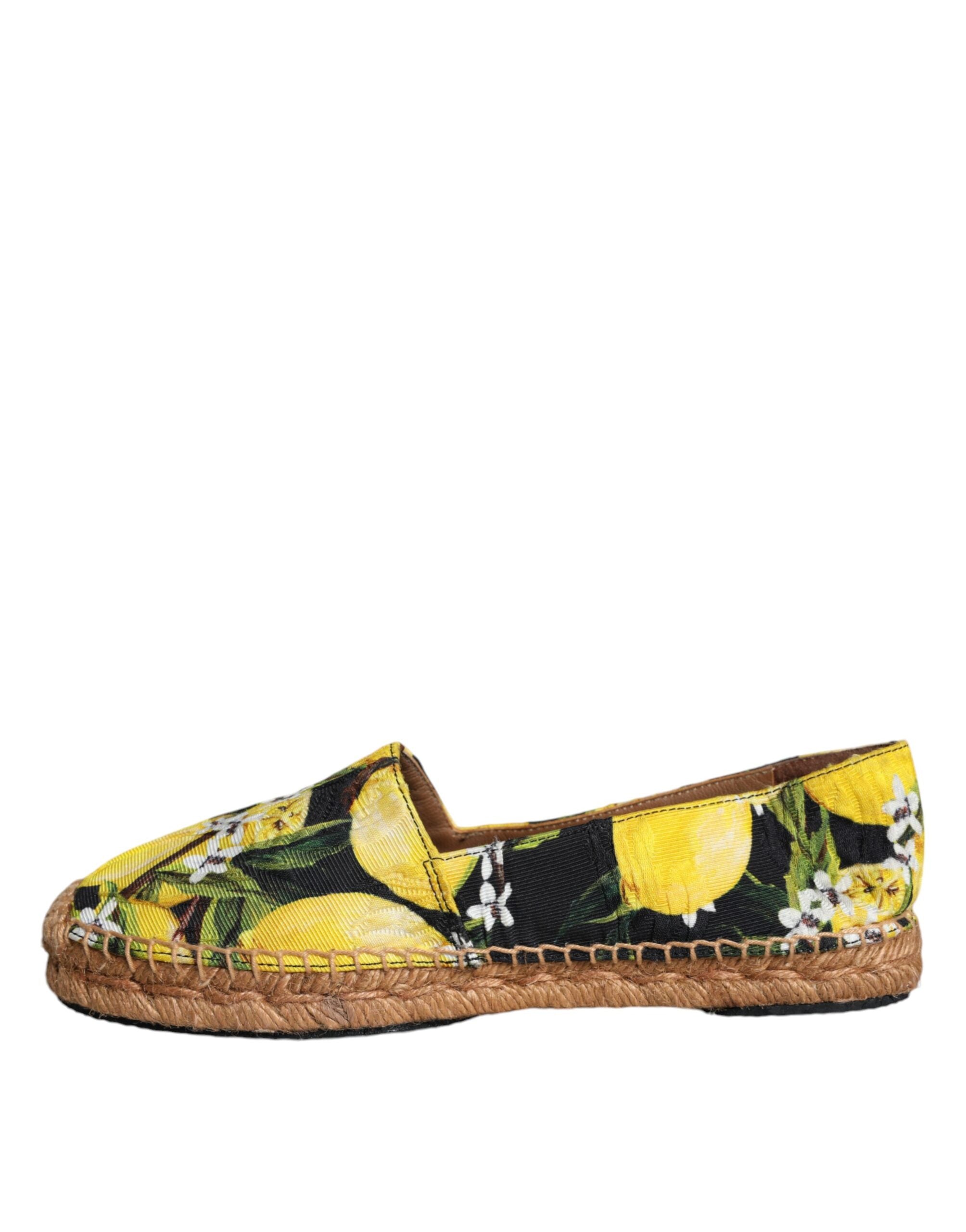 Dolce & Gabbana Multicolor Lemon Slip On Espadrilles Women's Shoes