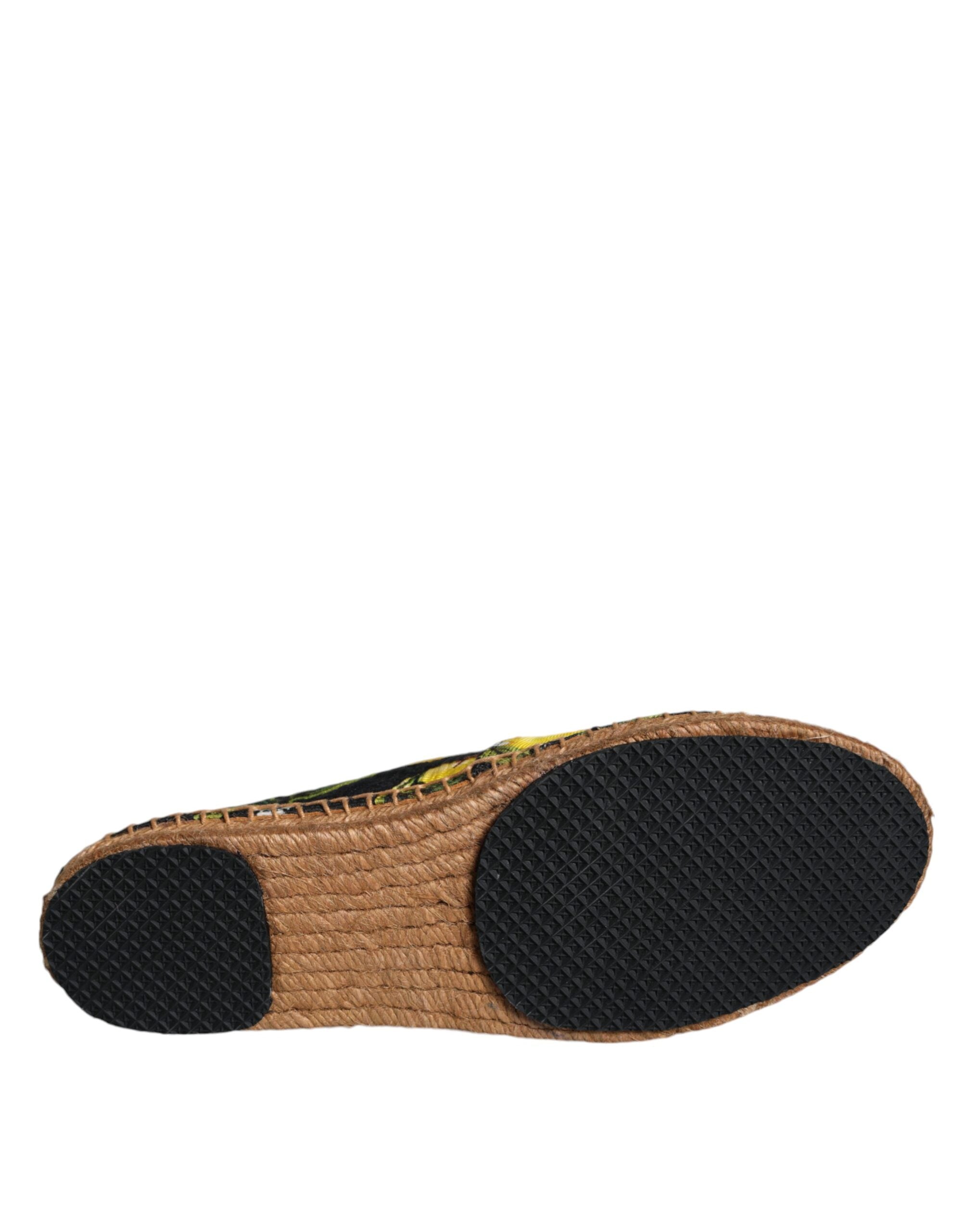 Dolce & Gabbana Multicolor Lemon Slip On Espadrilles Women's Shoes