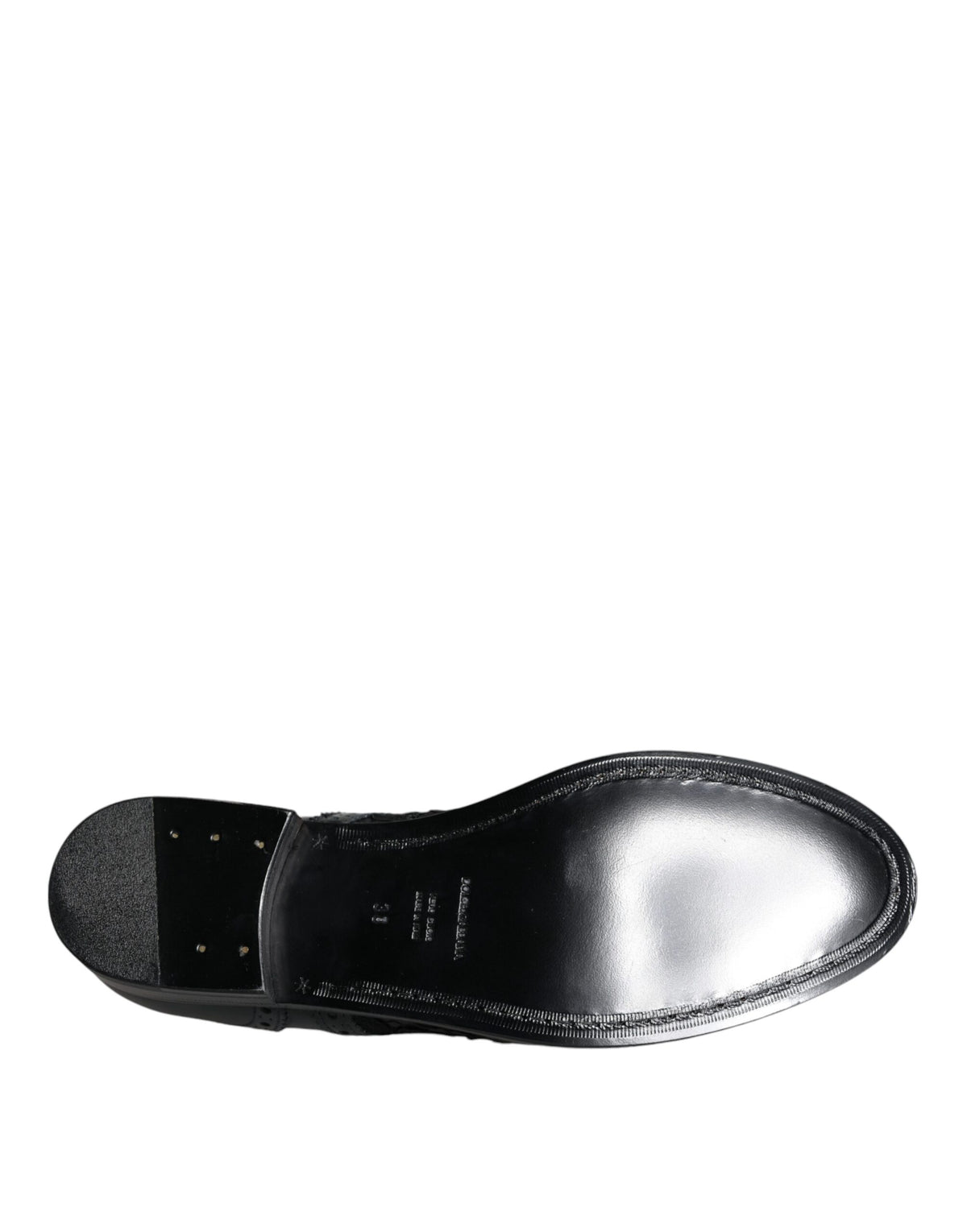Dolce & Gabbana Black Leather Floral Lace Dress Formal Women's Shoes