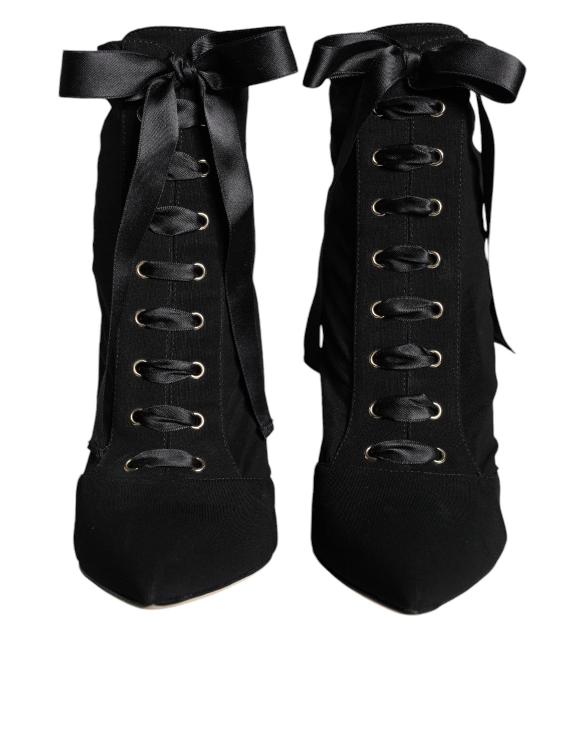 Dolce & Gabbana Black Jersey Stretch Ankle Booties Women's Shoes