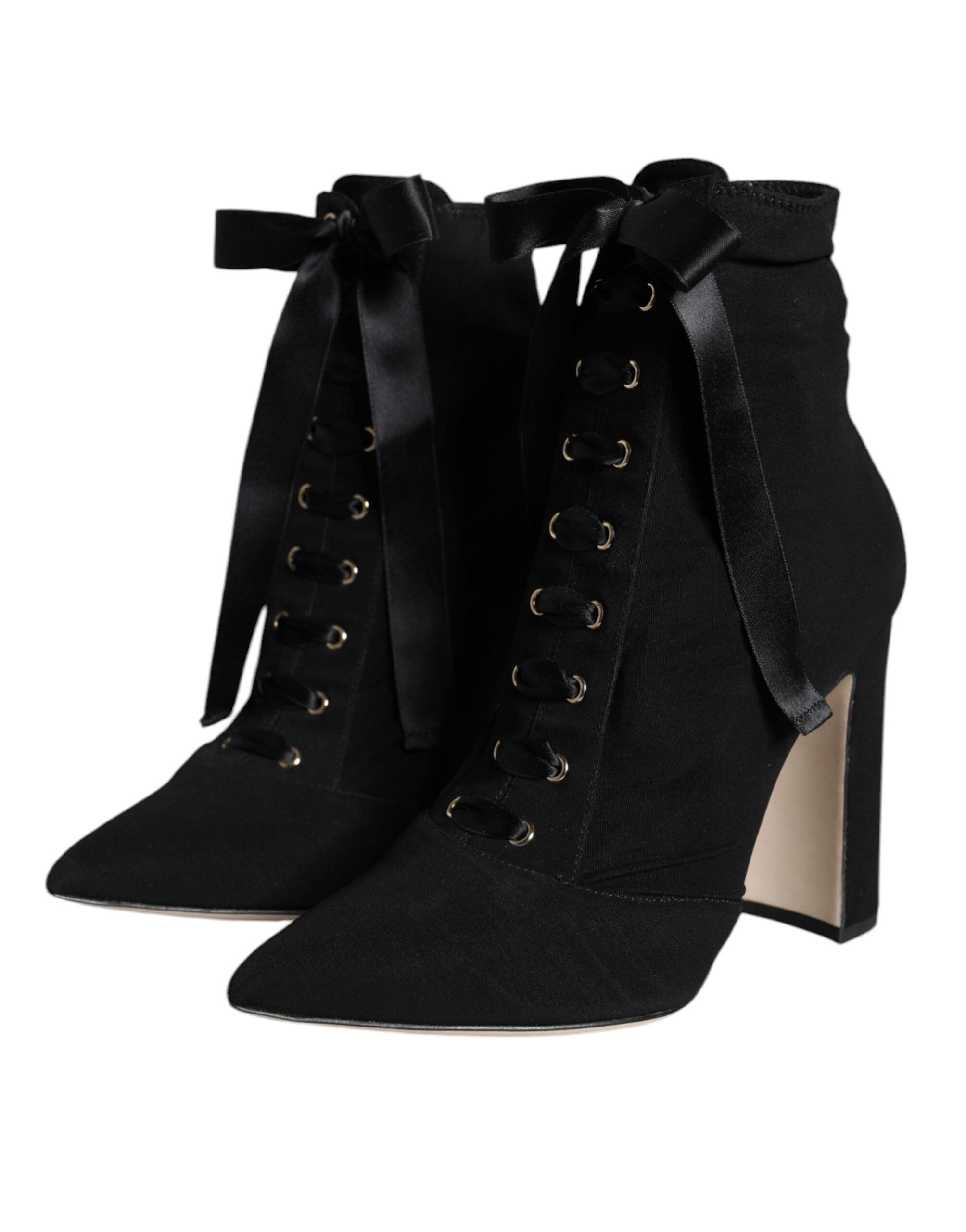Dolce & Gabbana Black Jersey Stretch Ankle Booties Women's Shoes