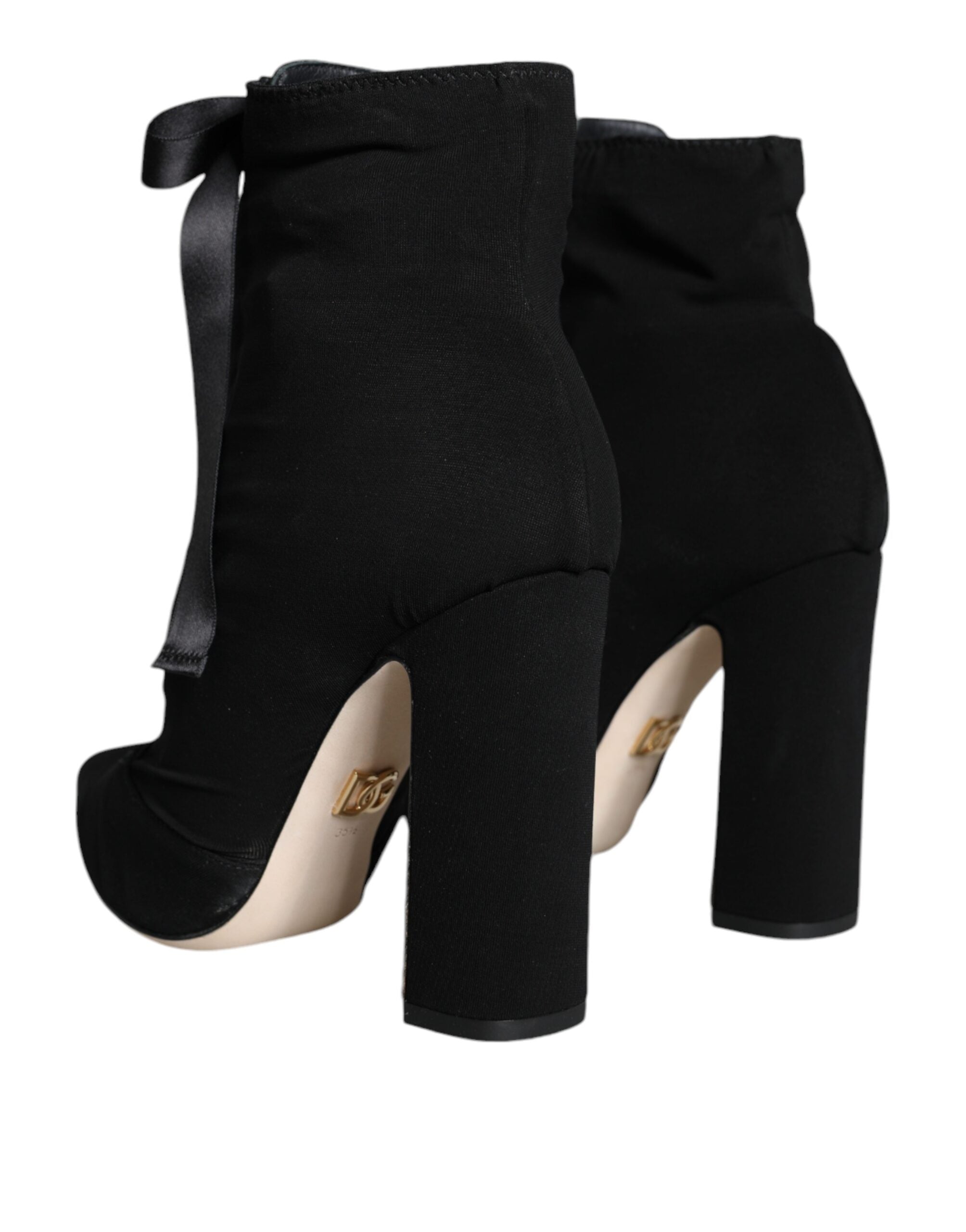 Dolce & Gabbana Black Jersey Stretch Ankle Booties Women's Shoes