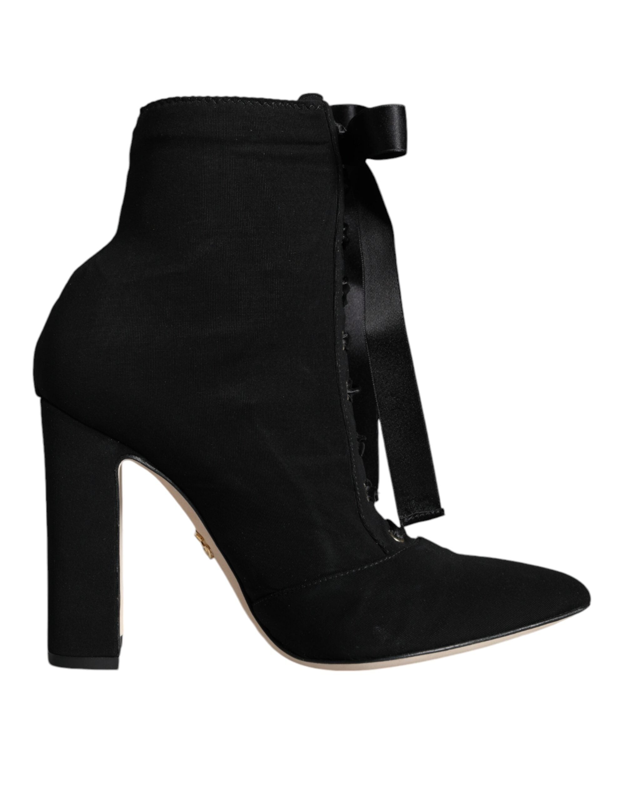 Dolce & Gabbana Black Jersey Stretch Ankle Booties Women's Shoes