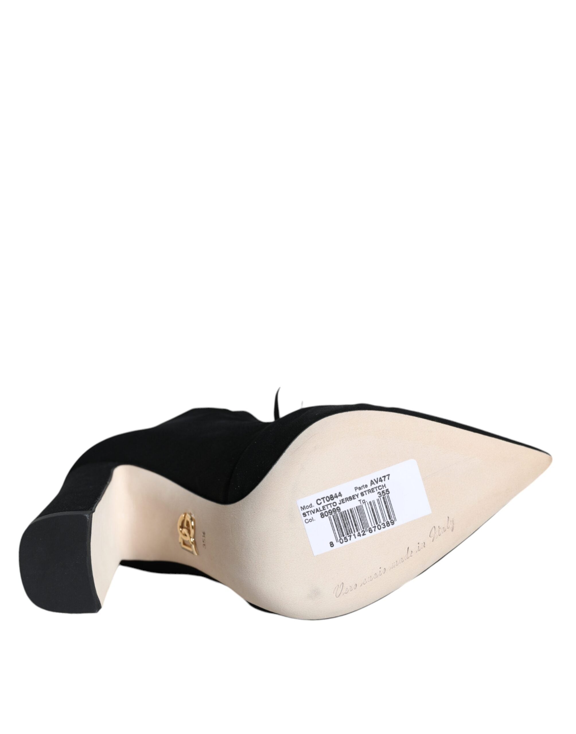 Dolce & Gabbana Black Jersey Stretch Ankle Booties Women's Shoes