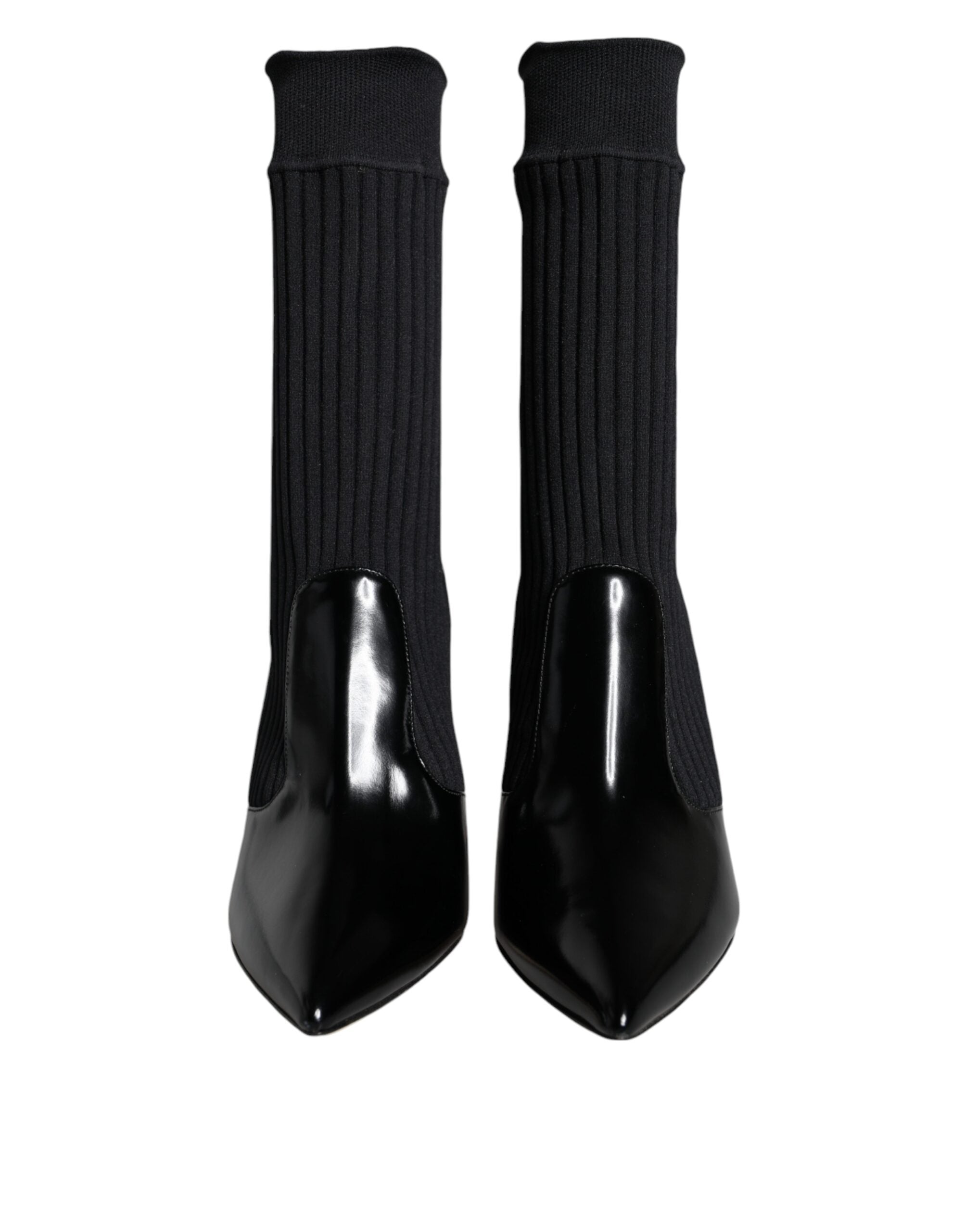 Dolce & Gabbana Black Stretch Stilettos Booties Socks Women's Shoes