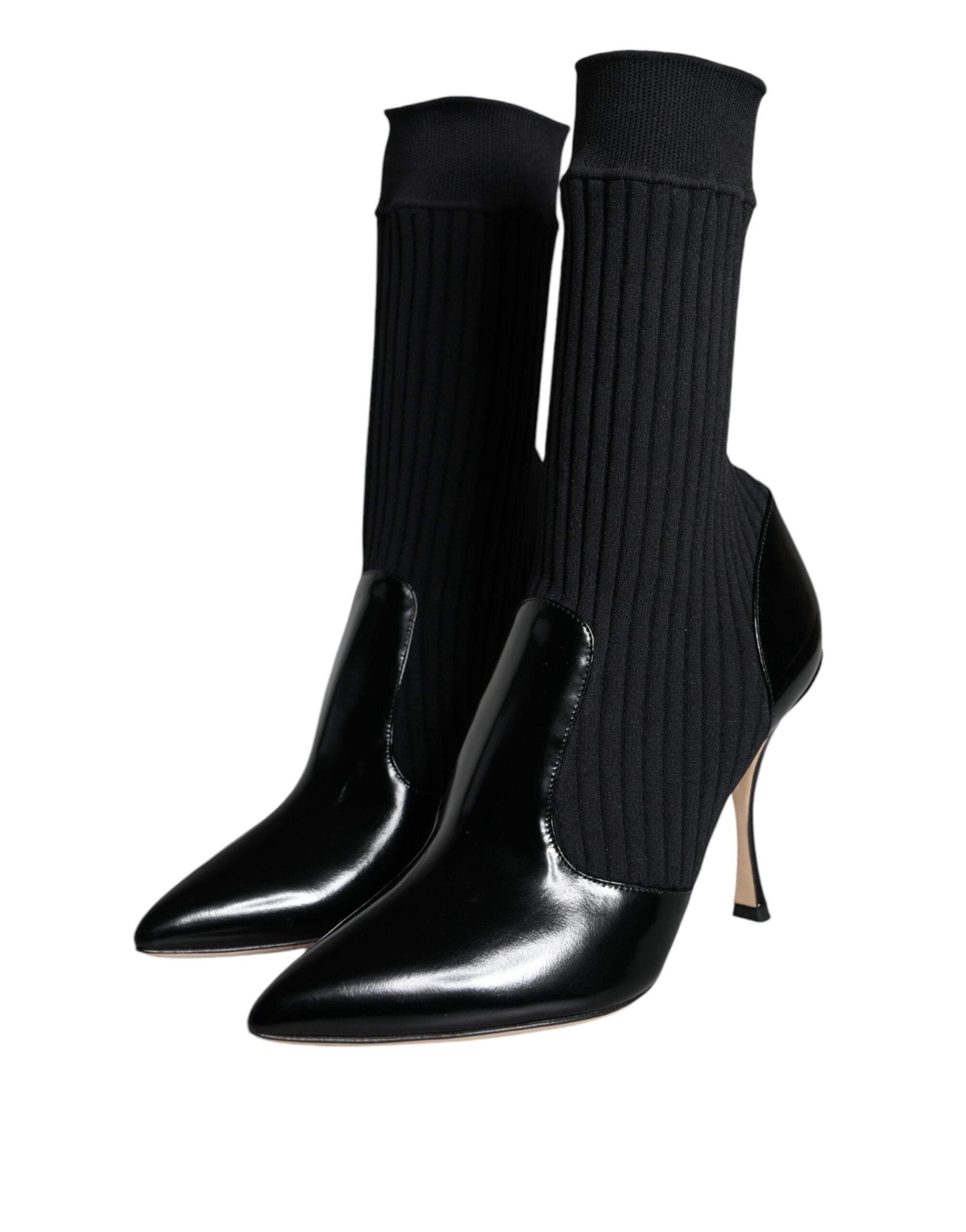 Dolce & Gabbana Black Stretch Stilettos Booties Socks Women's Shoes