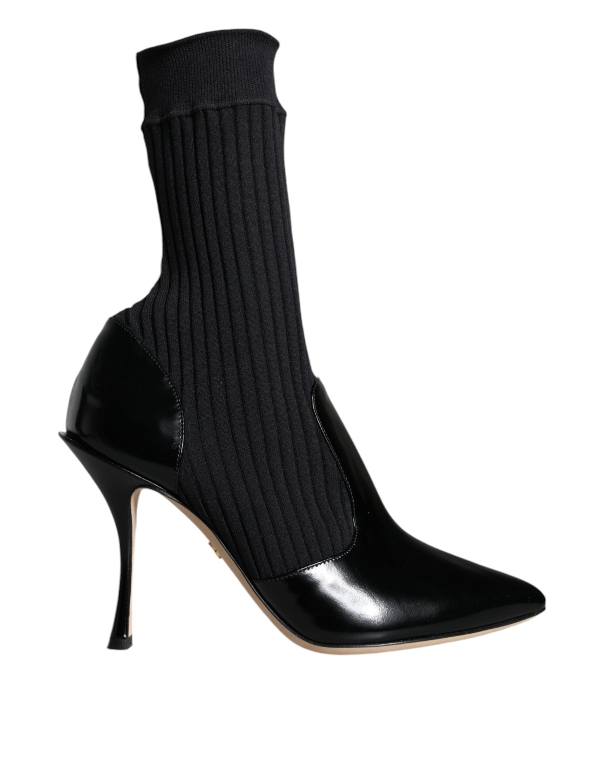 Dolce & Gabbana Black Stretch Stilettos Booties Socks Women's Shoes