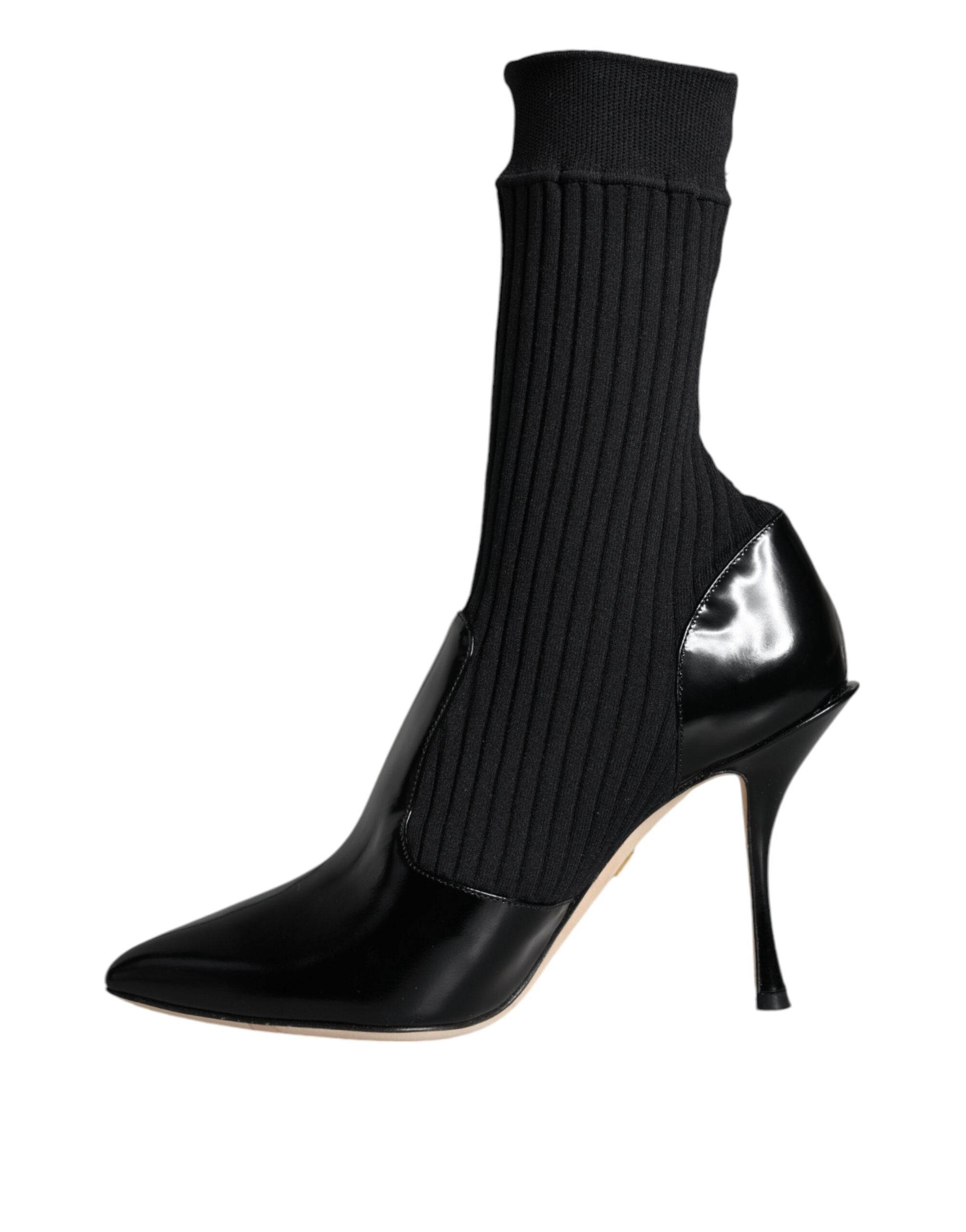 Dolce & Gabbana Black Stretch Stilettos Booties Socks Women's Shoes