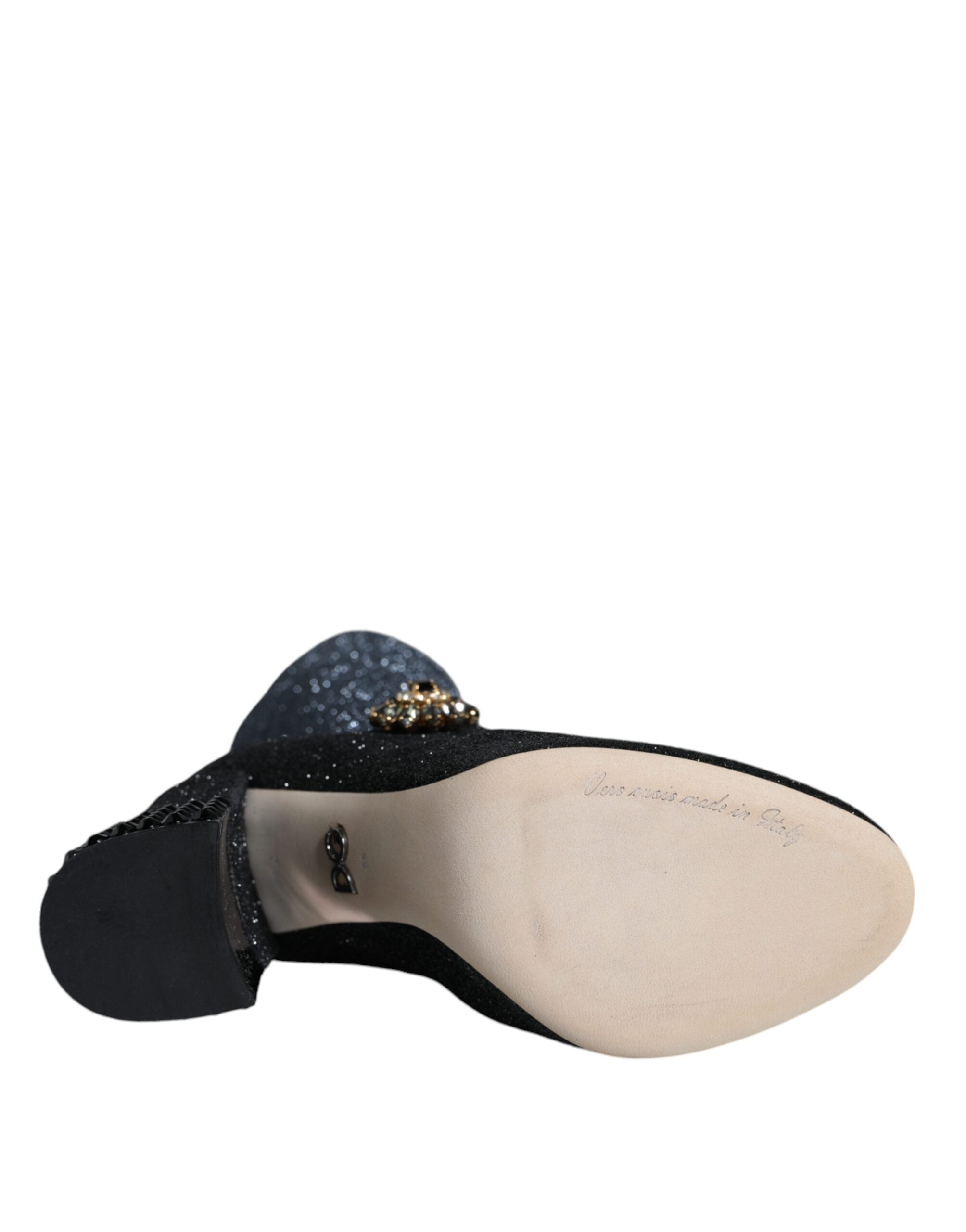Dolce & Gabbana Black Crystal Mary Janes Booties Women's Shoes