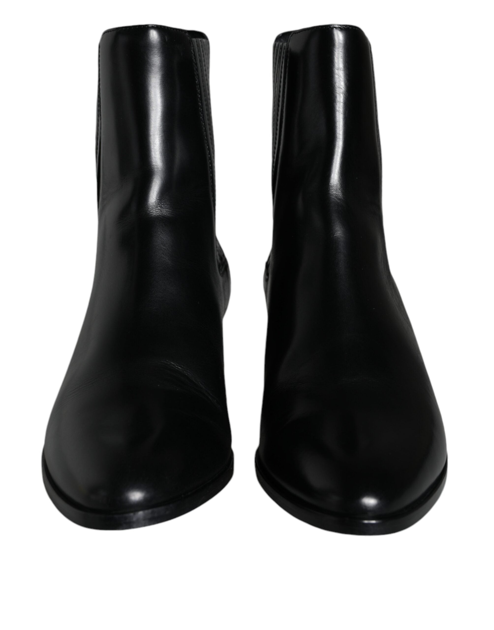 Dolce & Gabbana Black Leather Ankle Boots Booties Women's Shoes (Pre-Owned)