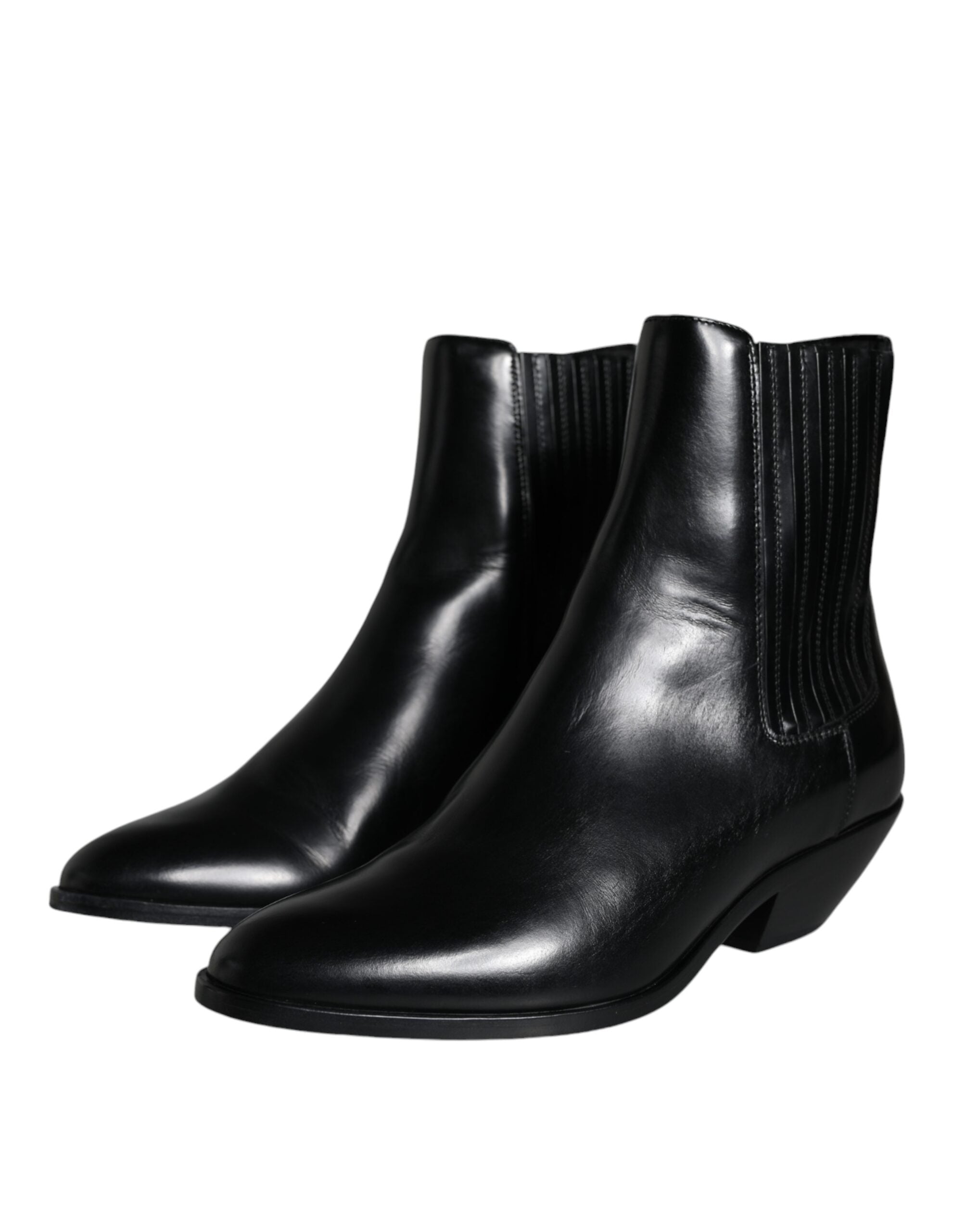Dolce & Gabbana Black Leather Ankle Boots Booties Women's Shoes (Pre-Owned)