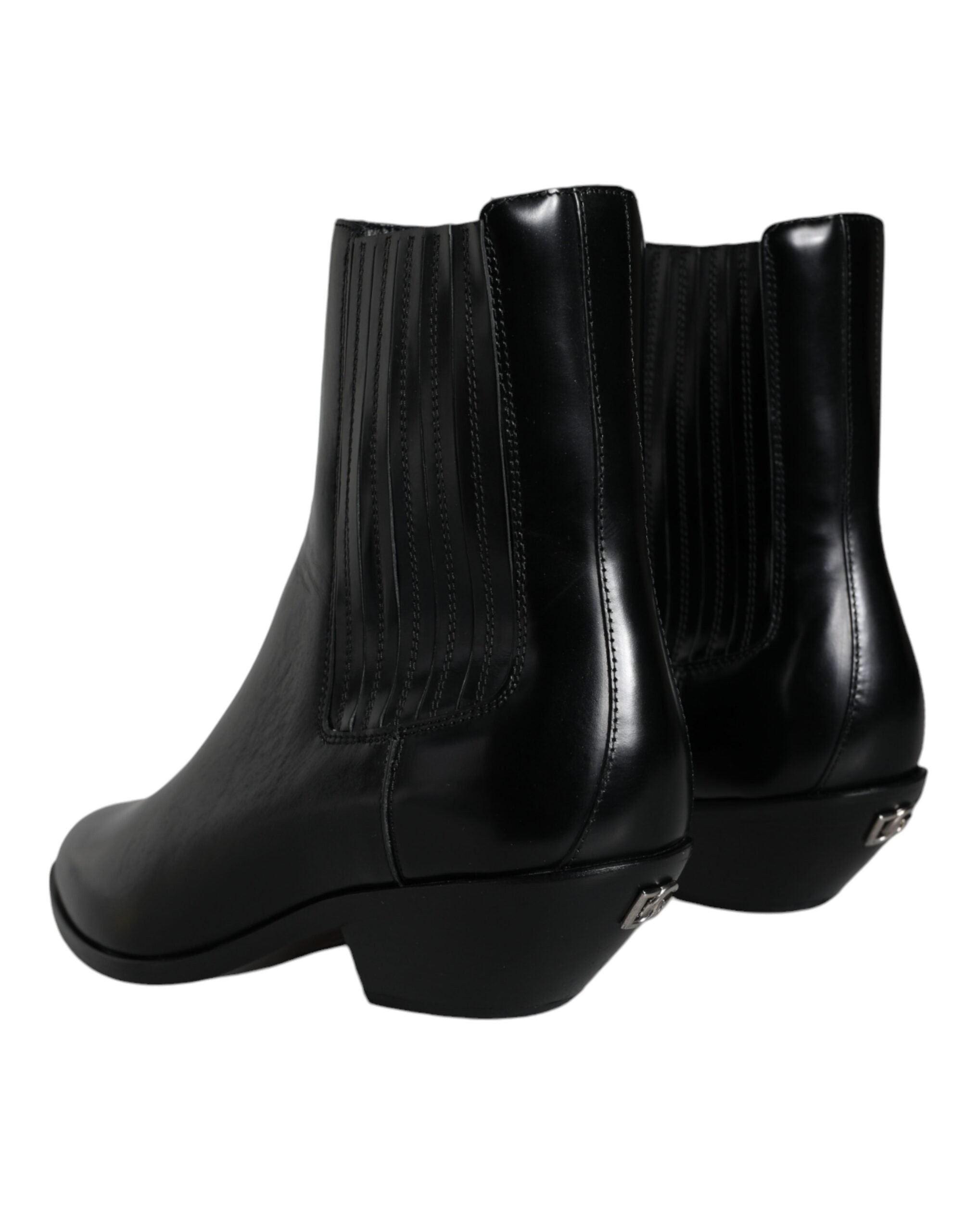 Dolce & Gabbana Black Leather Ankle Boots Booties Women's Shoes (Pre-Owned)