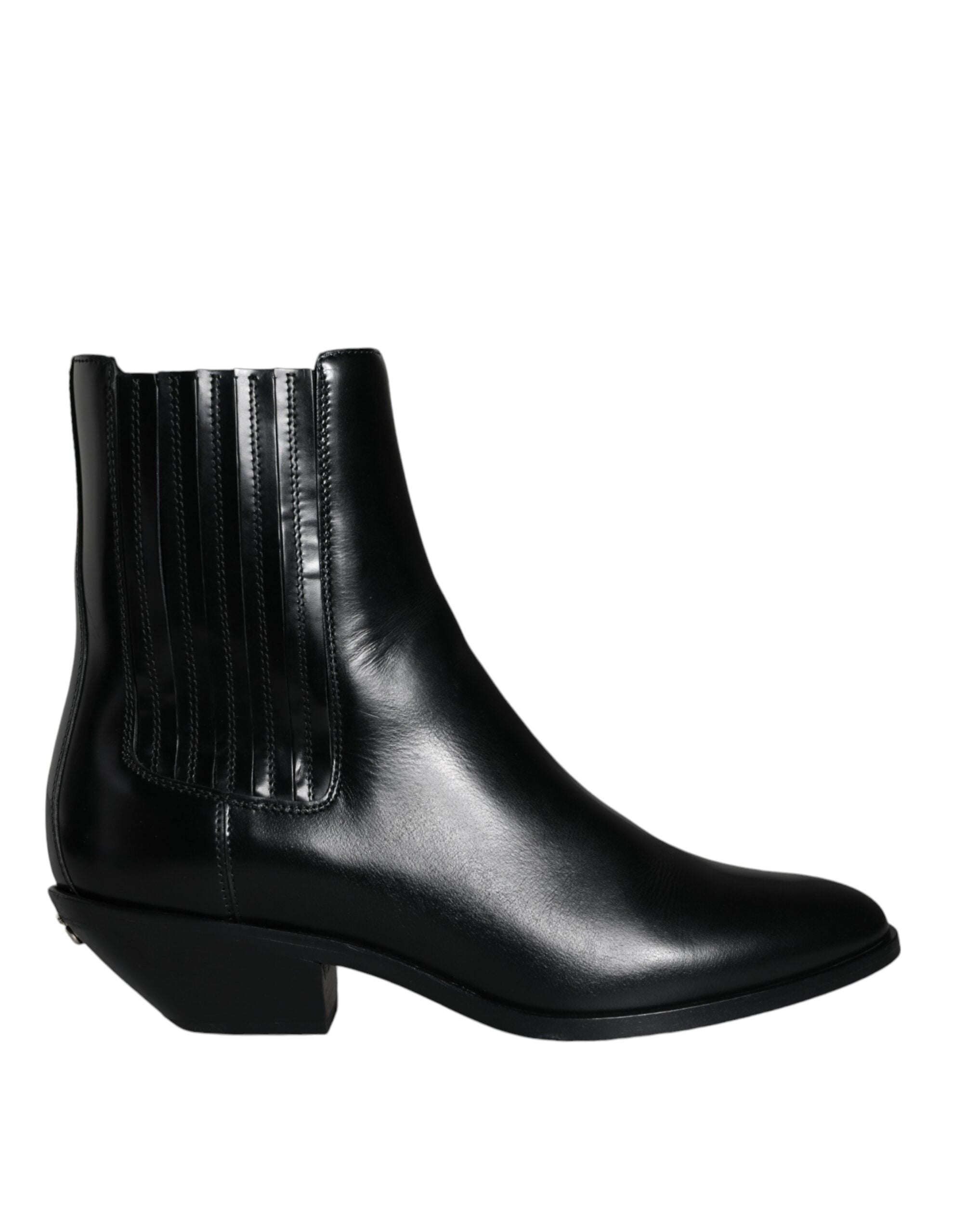 Dolce & Gabbana Black Leather Ankle Boots Booties Women's Shoes (Pre-Owned)