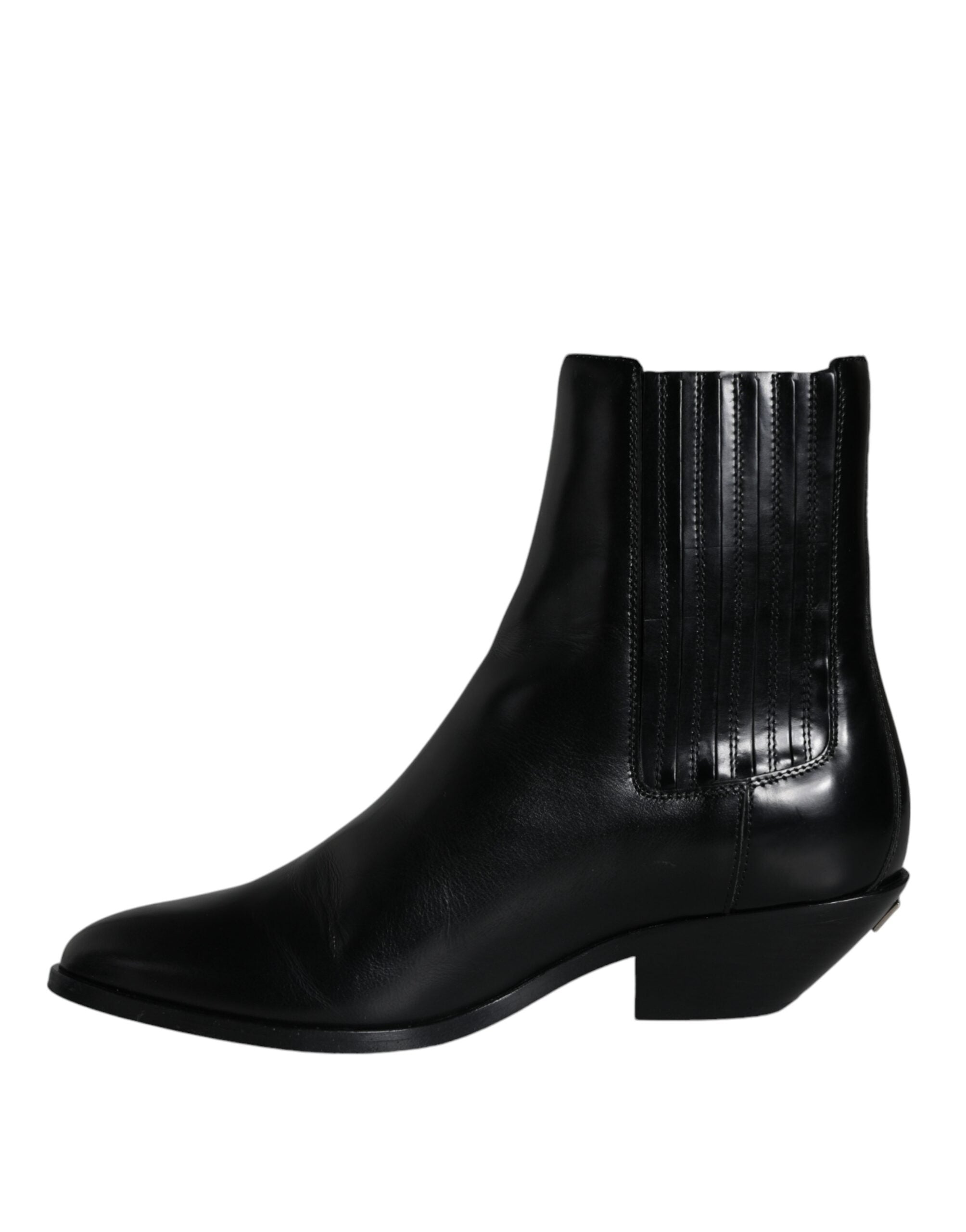 Dolce & Gabbana Black Leather Ankle Boots Booties Women's Shoes (Pre-Owned)