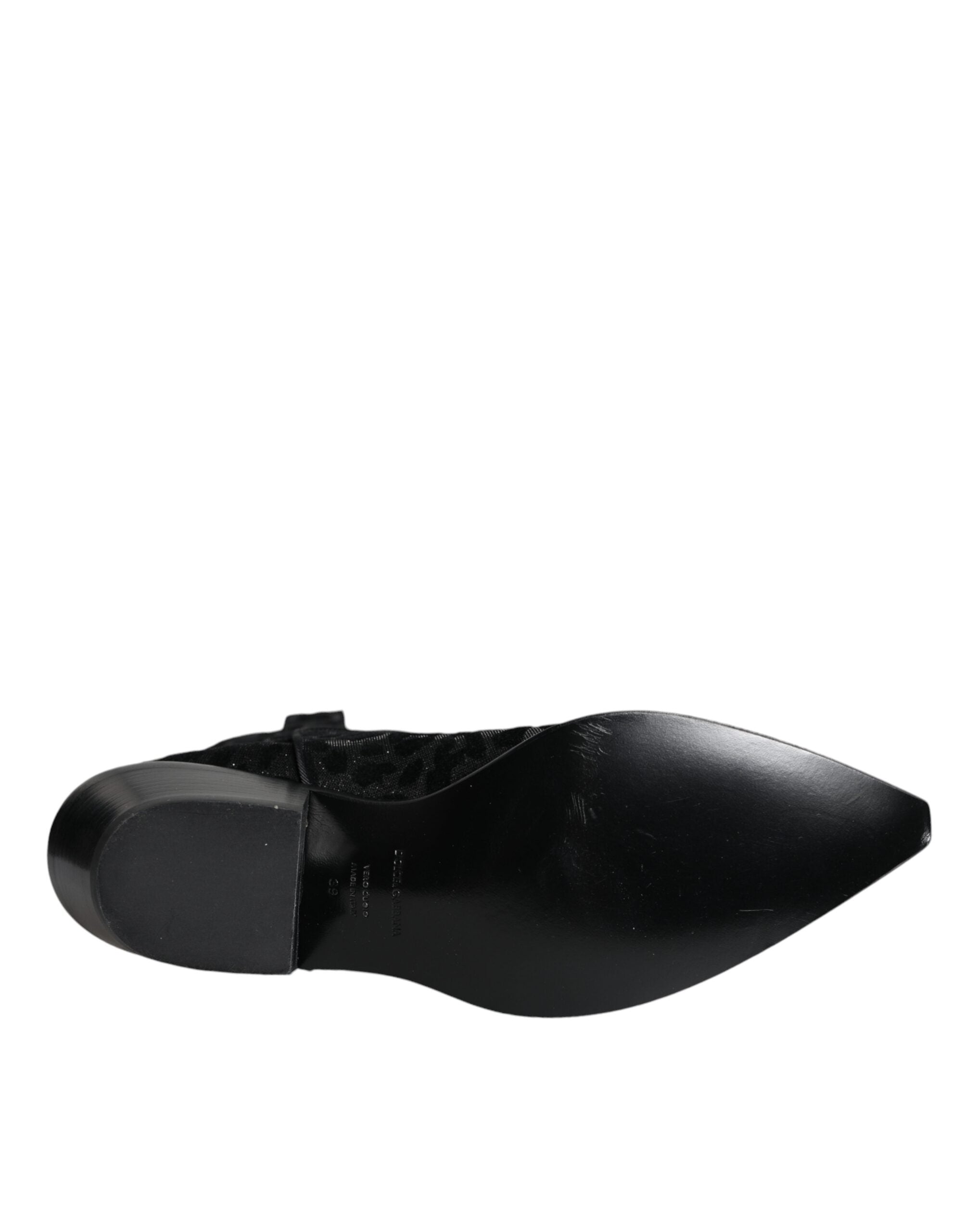 Dolce & Gabbana Black Gray Leopard Cowboy Boots Women's Shoes