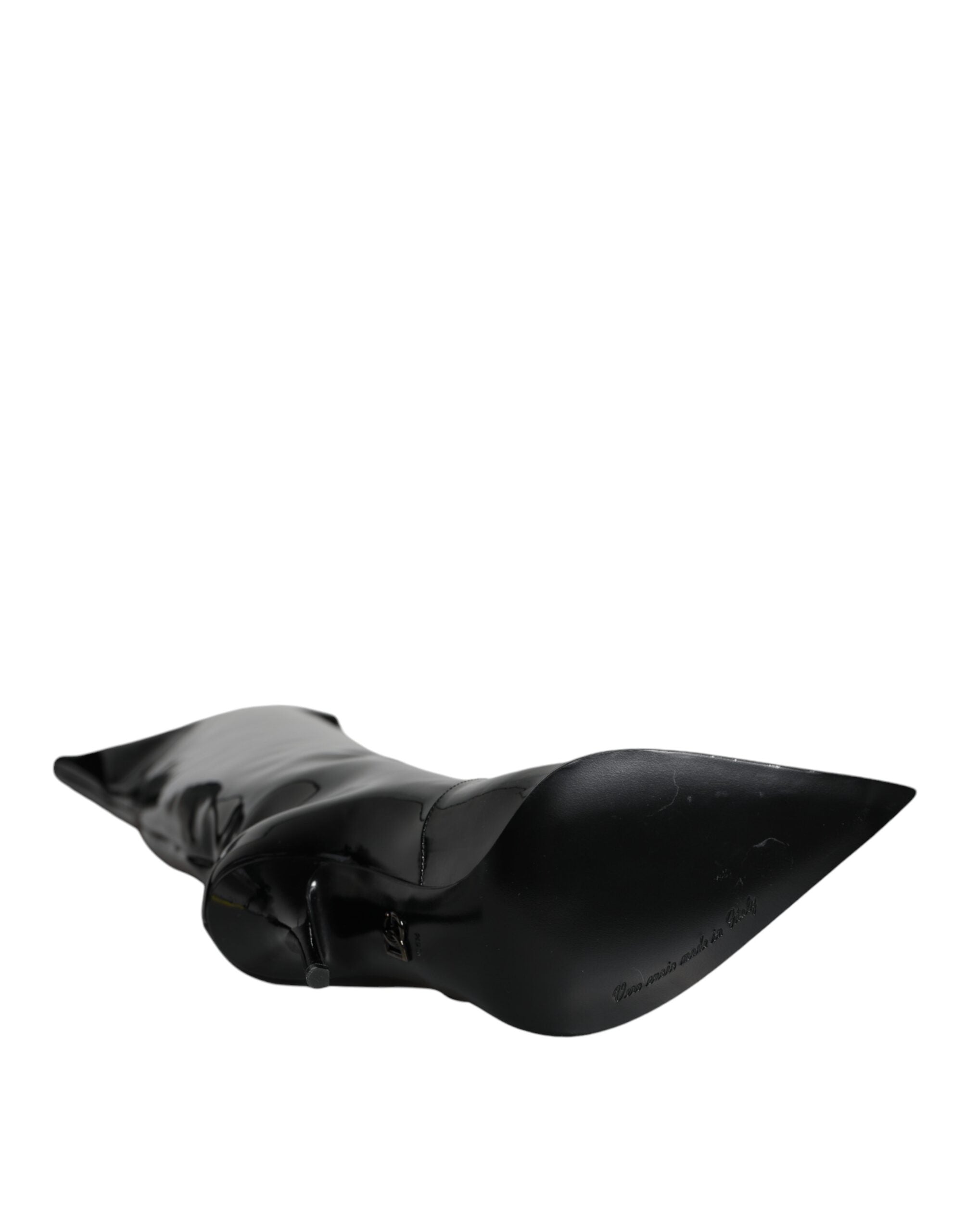 Dolce & Gabbana Black Patent Leather Knee High Boots Women's Shoes (Pre-Owned)