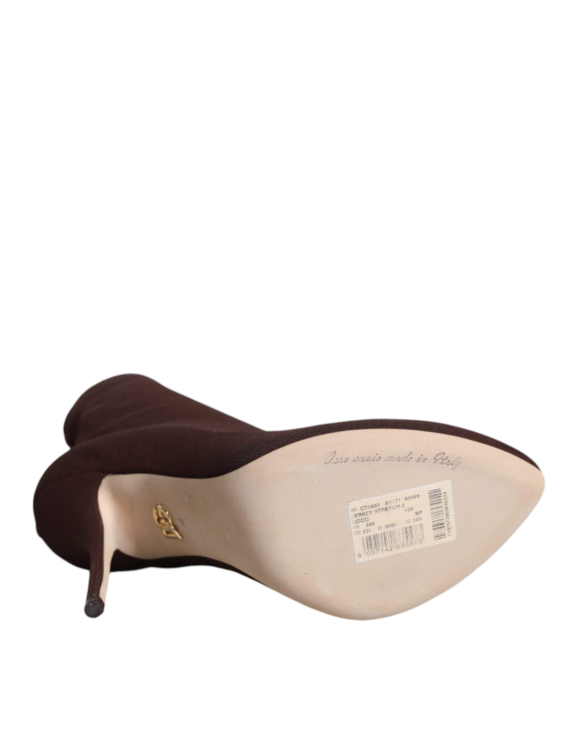 Dolce & Gabbana Brown Stiletto Heels Socks Ankle Boots Women's Shoes