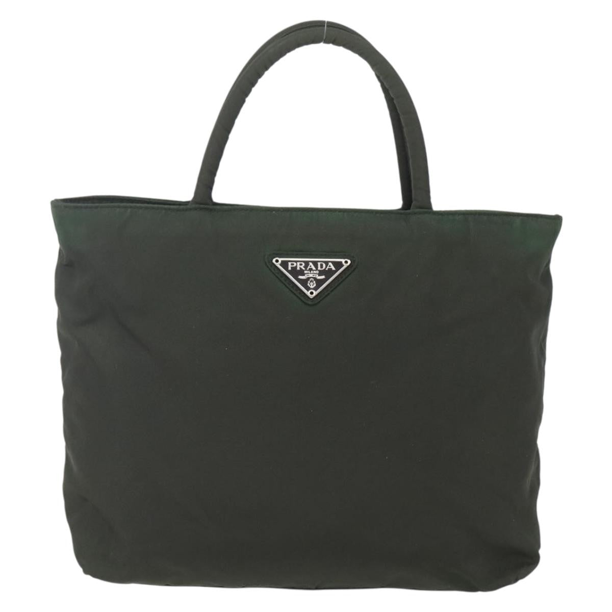 Prada Vintage Zip Tessuto Khaki Nylon Handbag (Pre-Owned)