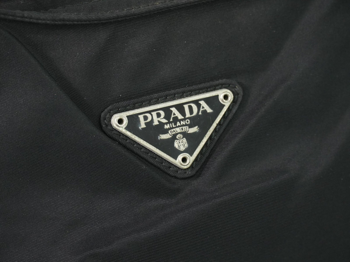 Prada Zip Tote Tessuto Black Nylon Tote Bag Bag (Pre-Owned)