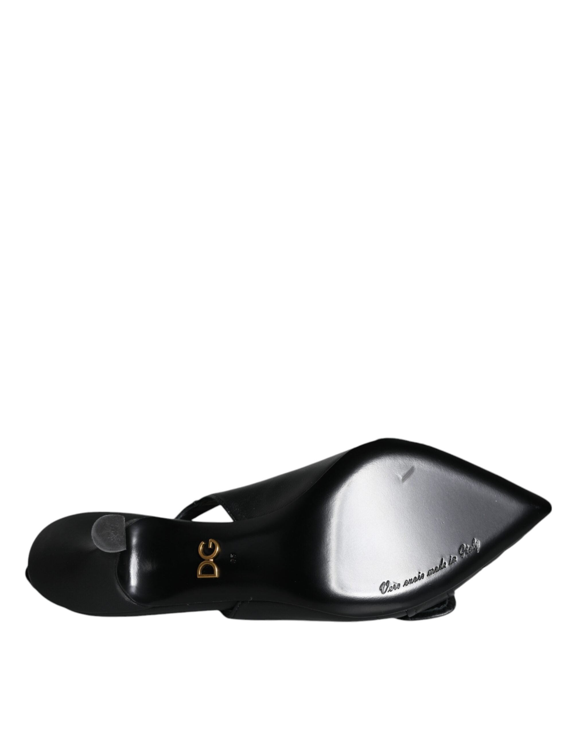 Dolce & Gabbana Black Devotion Leather Heels Slingback Shoes (Pre-Owned)