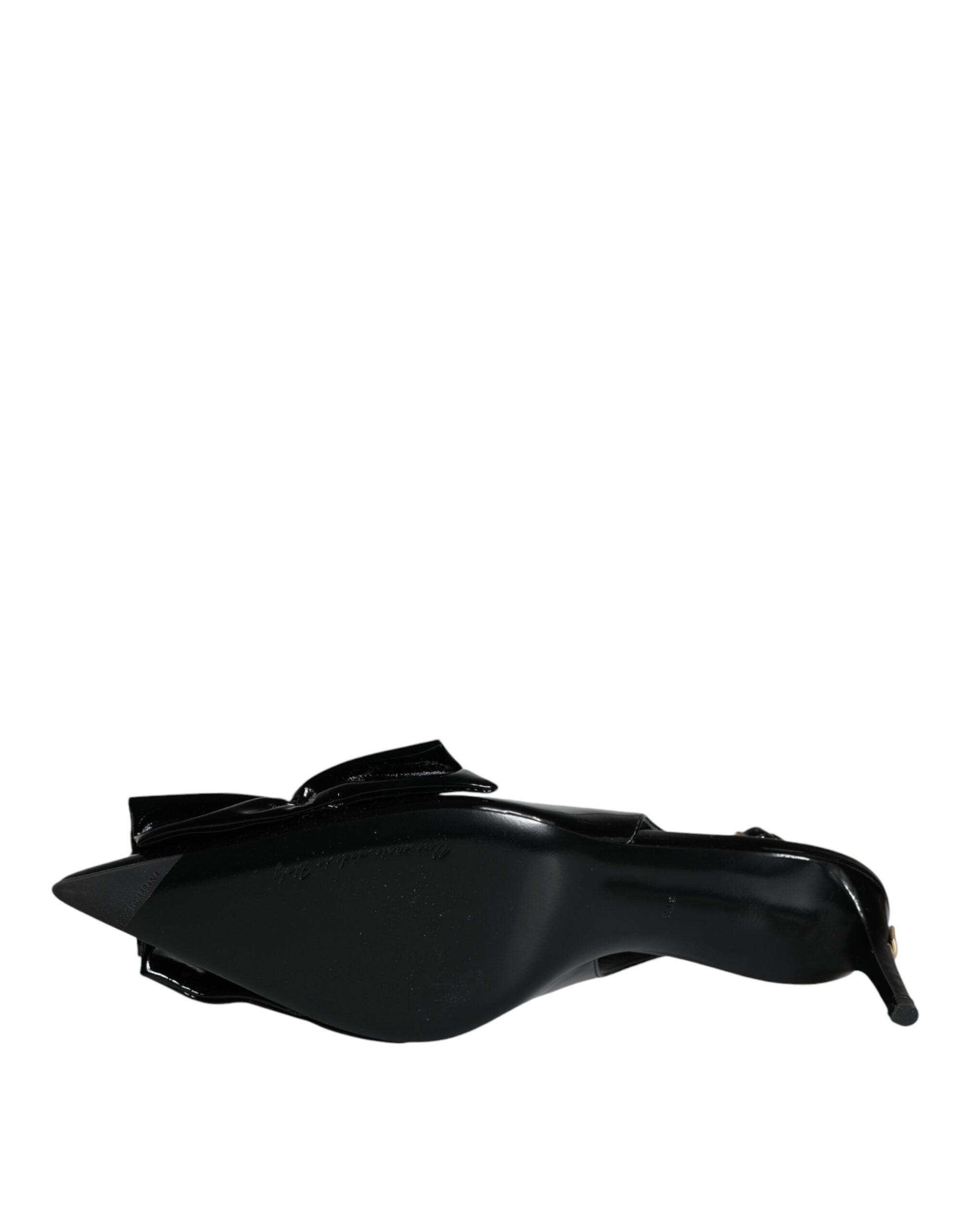 Dolce & Gabbana Black Patent Leather Heels Slingback Women's Shoes