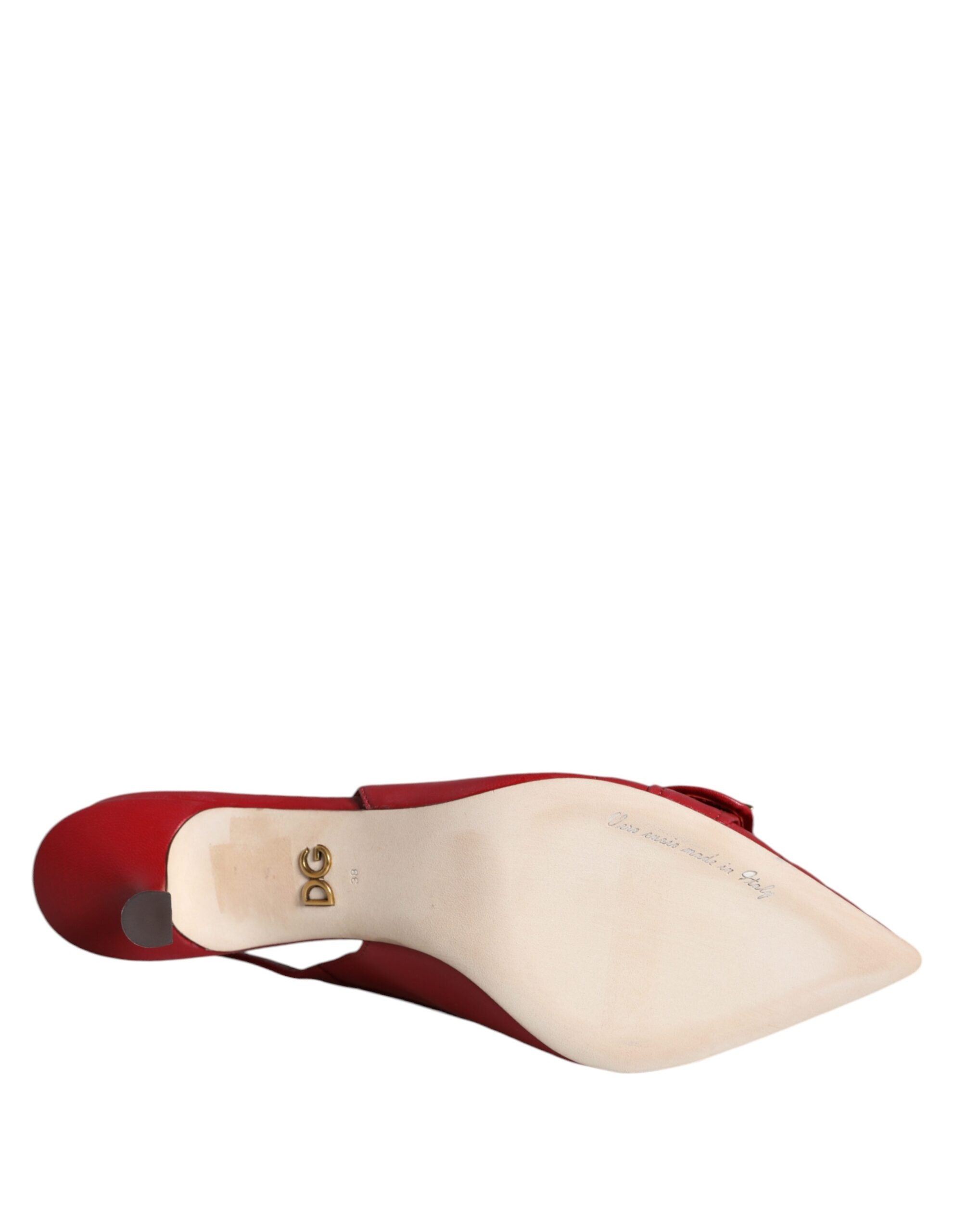 Dolce & Gabbana Red Devotion Leather Heels Slingback Women's Shoes