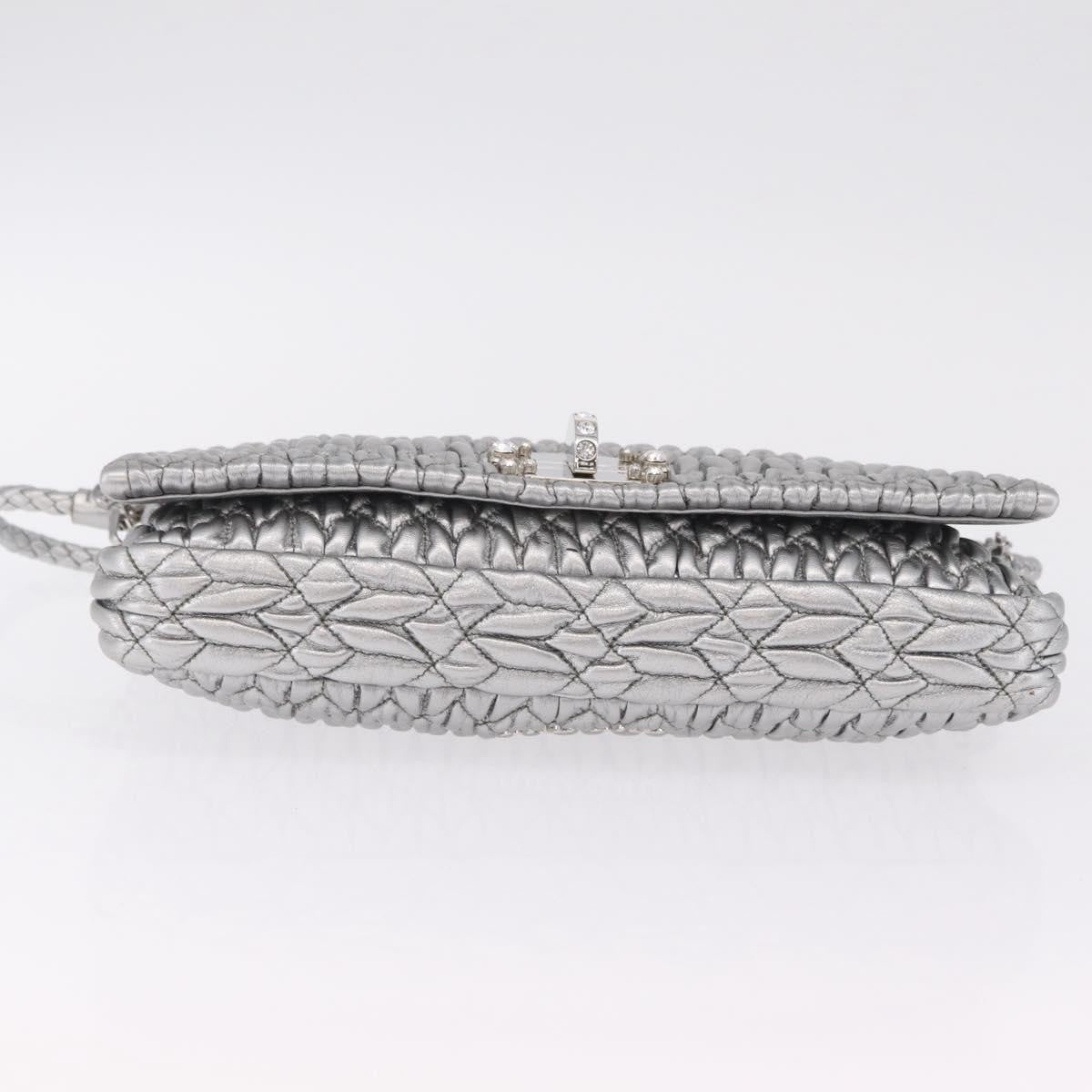 Miu Miu Crystal Clutch Matelasse Leather Silver Leather Clutche & Pouche Bag (Pre-Owned)