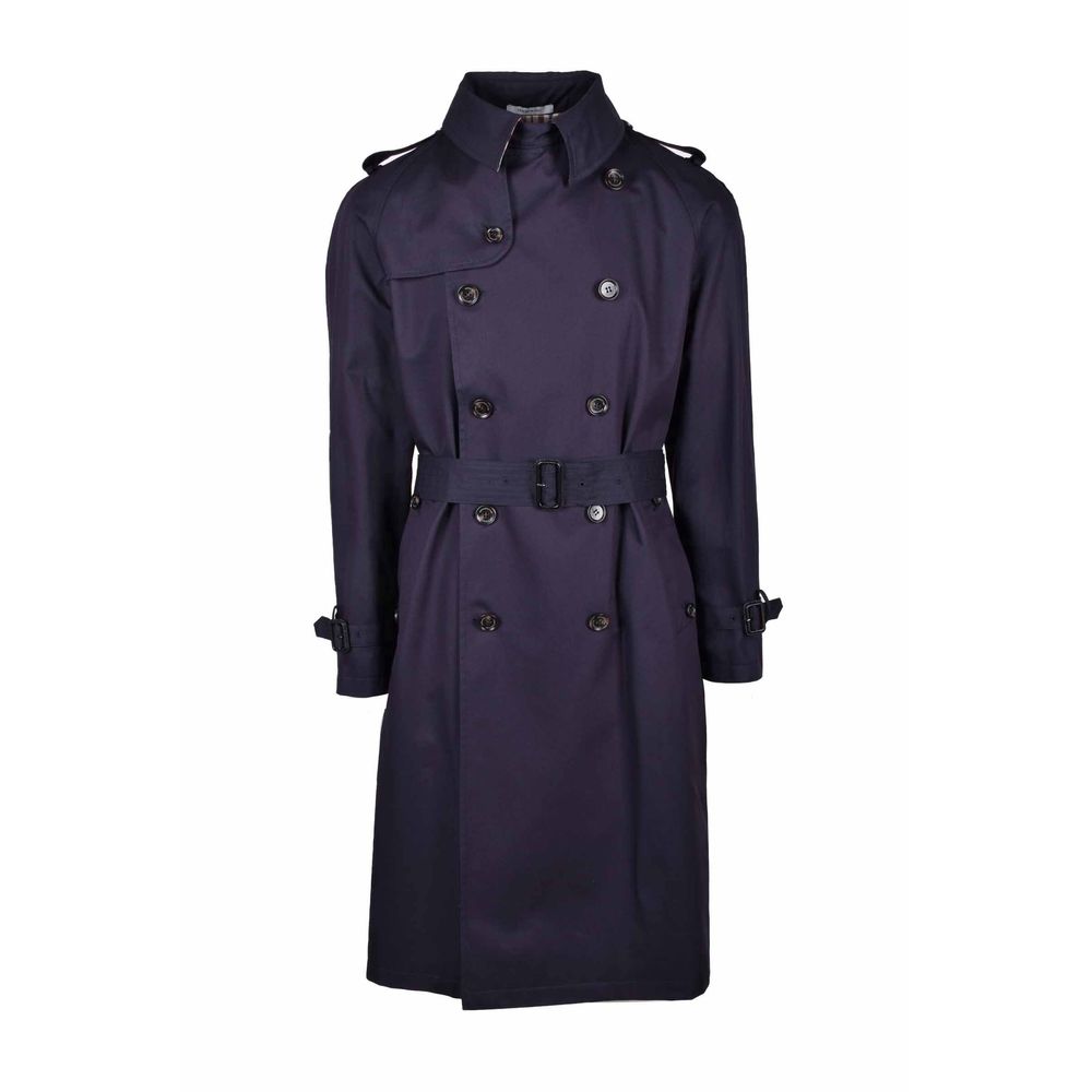 Aquascutum Blue Cotton Men Trench Men's Coat