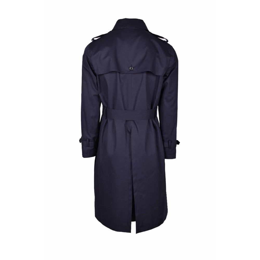 Aquascutum Blue Cotton Men Trench Men's Coat