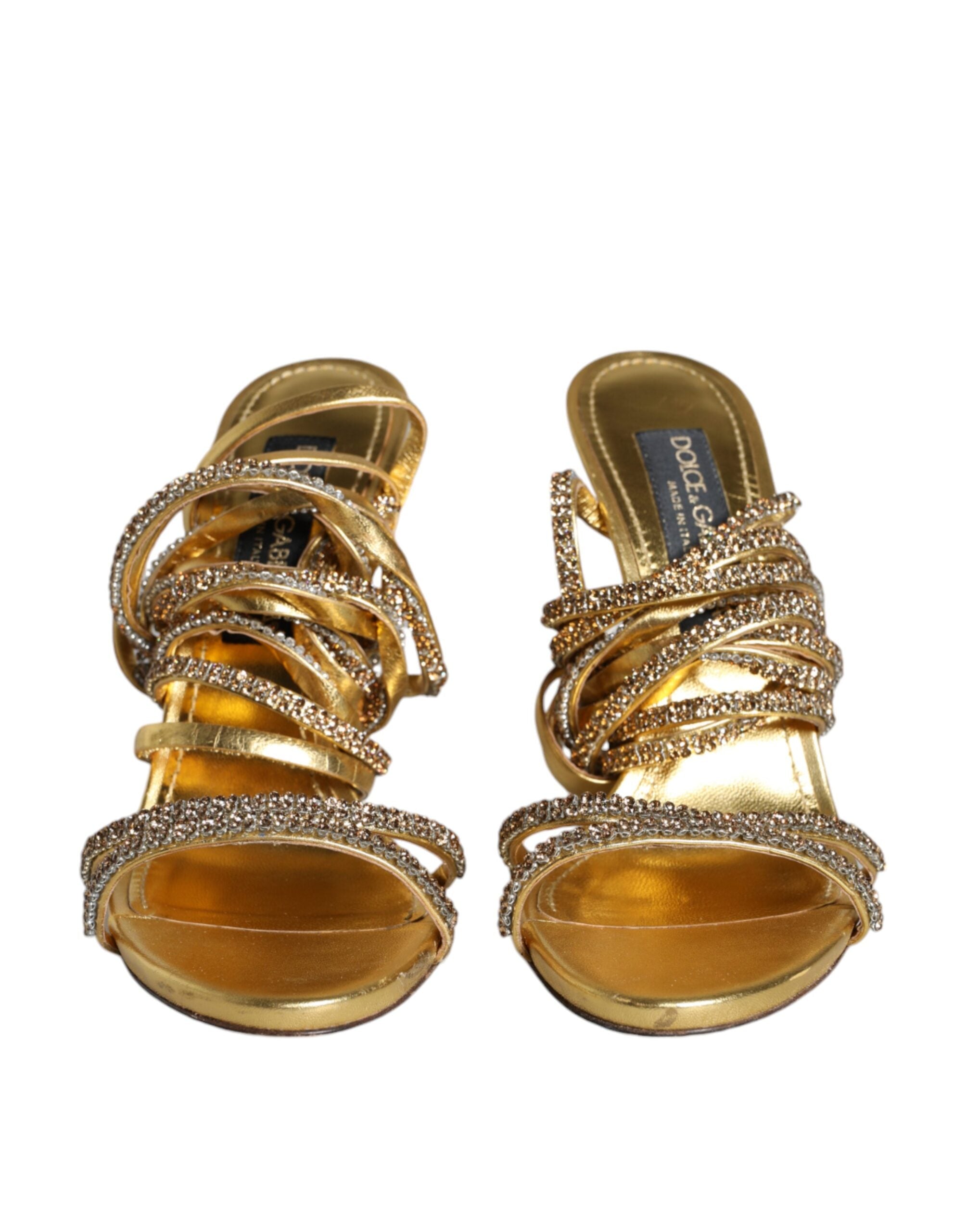 Dolce & Gabbana Gold Crystals Keira Heels Sandals Women's Shoes (Pre-Owned)