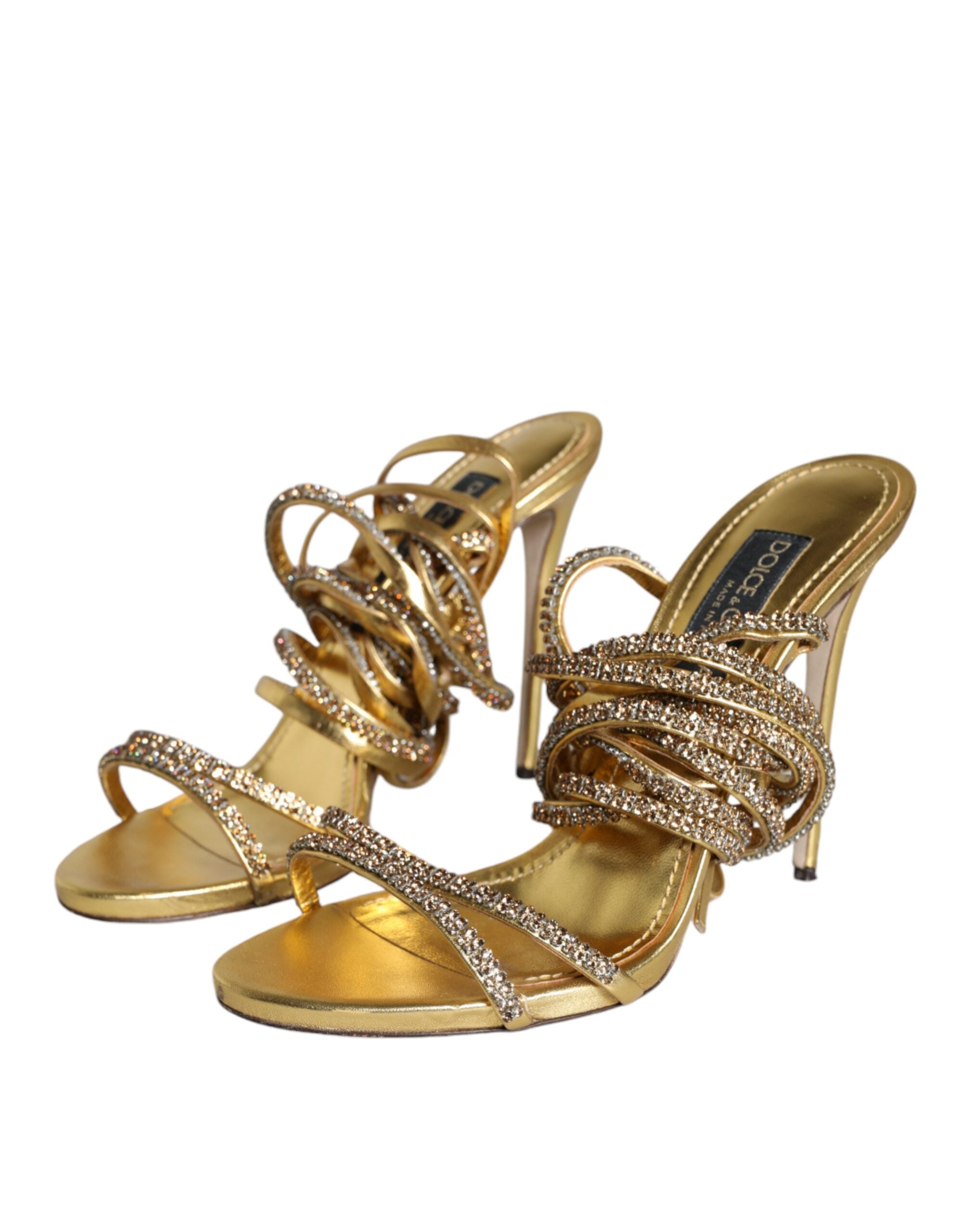 Dolce & Gabbana Gold Crystals Keira Heels Sandals Women's Shoes (Pre-Owned)