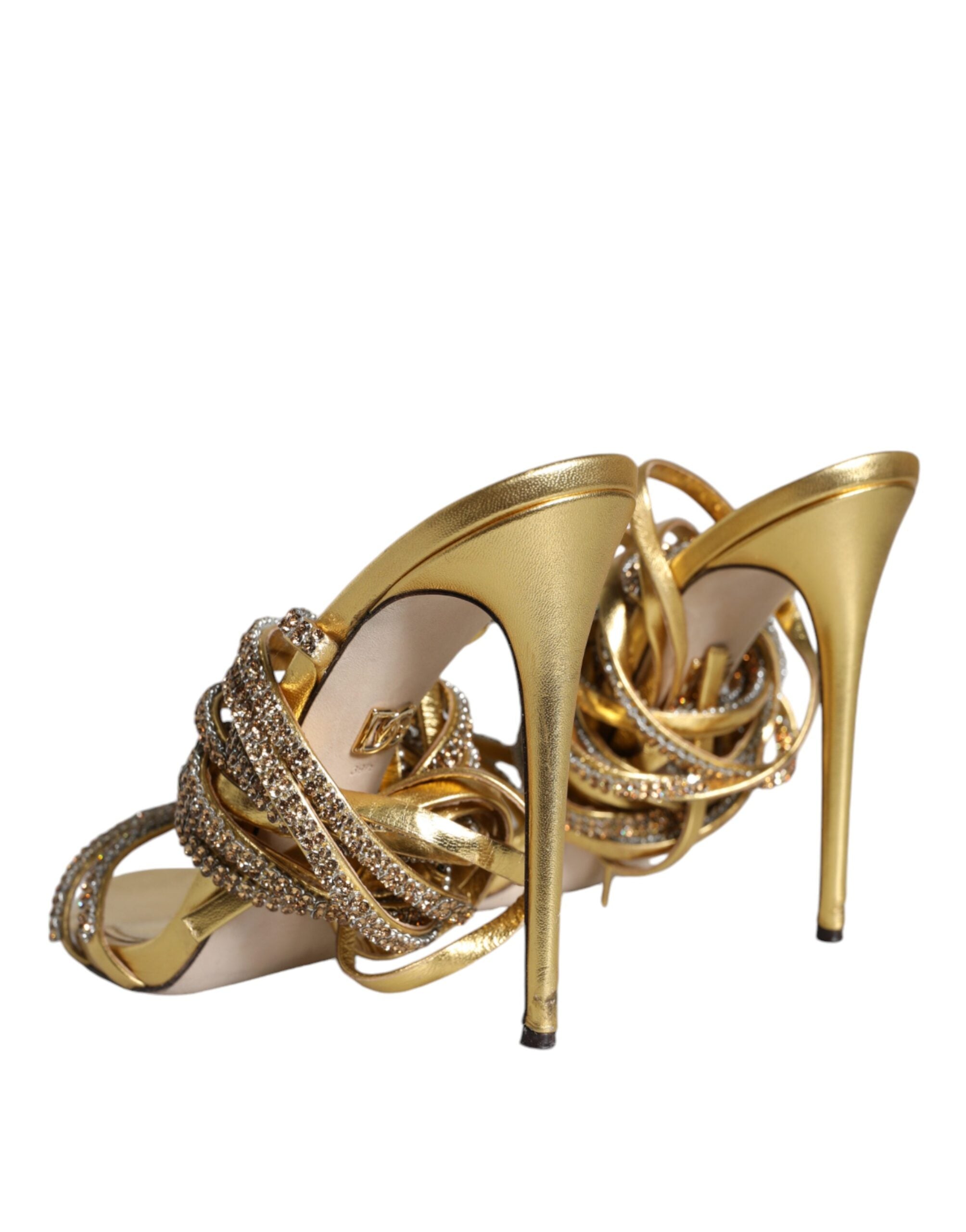 Dolce & Gabbana Gold Crystals Keira Heels Sandals Women's Shoes (Pre-Owned)