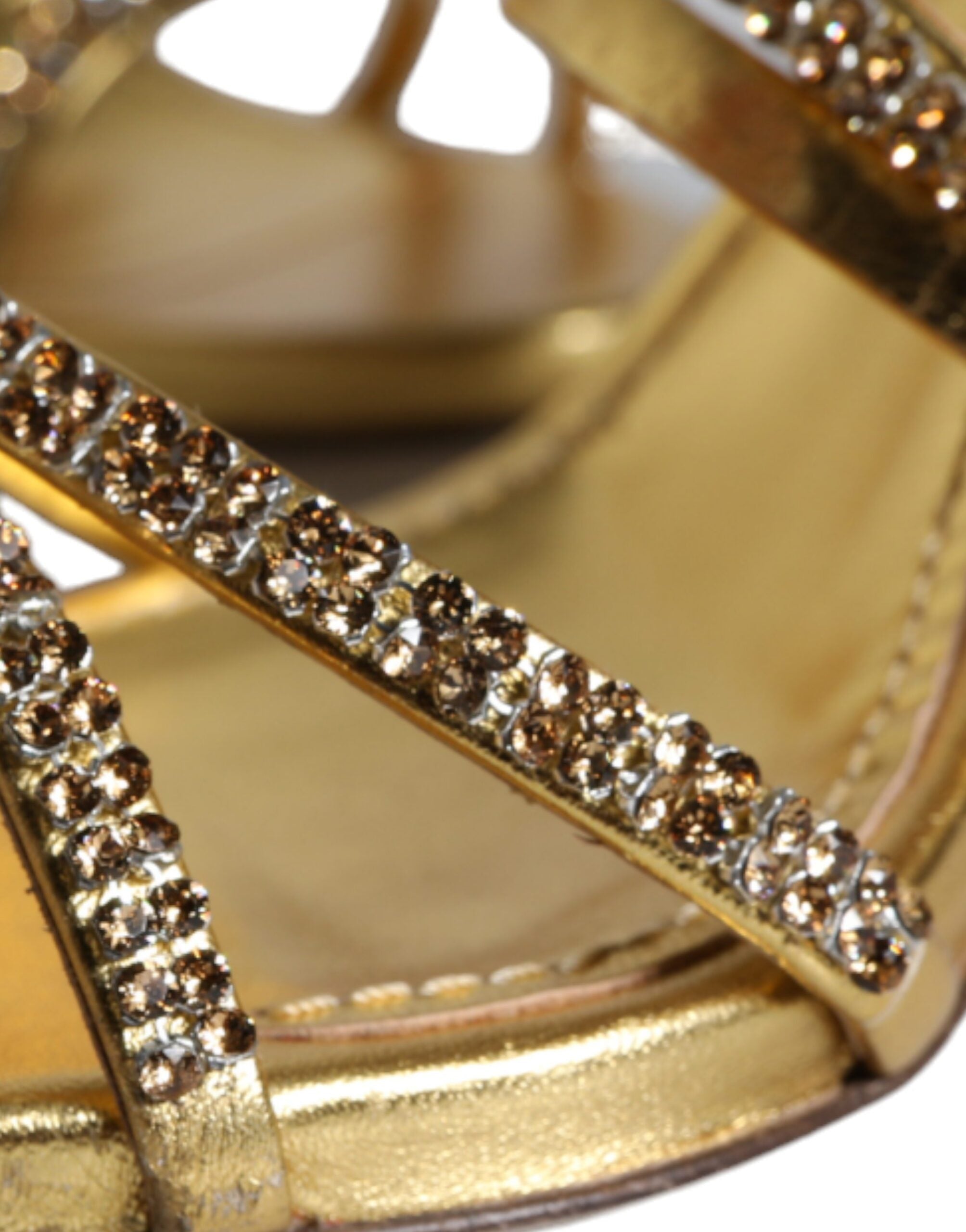 Dolce & Gabbana Gold Crystals Keira Heels Sandals Women's Shoes (Pre-Owned)