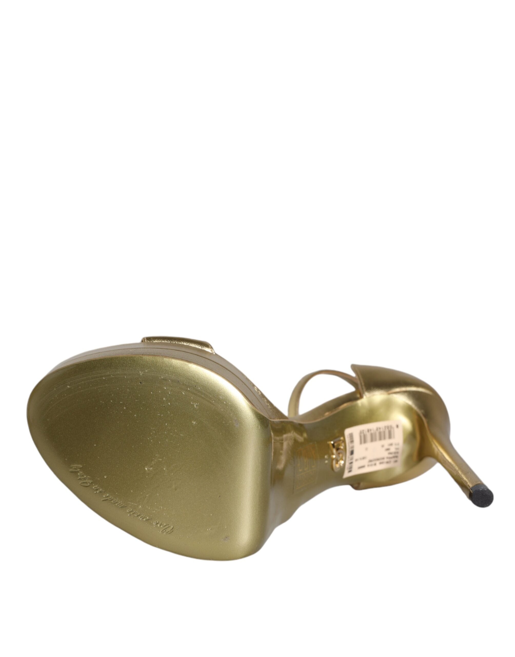 Dolce & Gabbana Gold Leather Platform Keira Sandals Women's Shoes (Pre-Owned)
