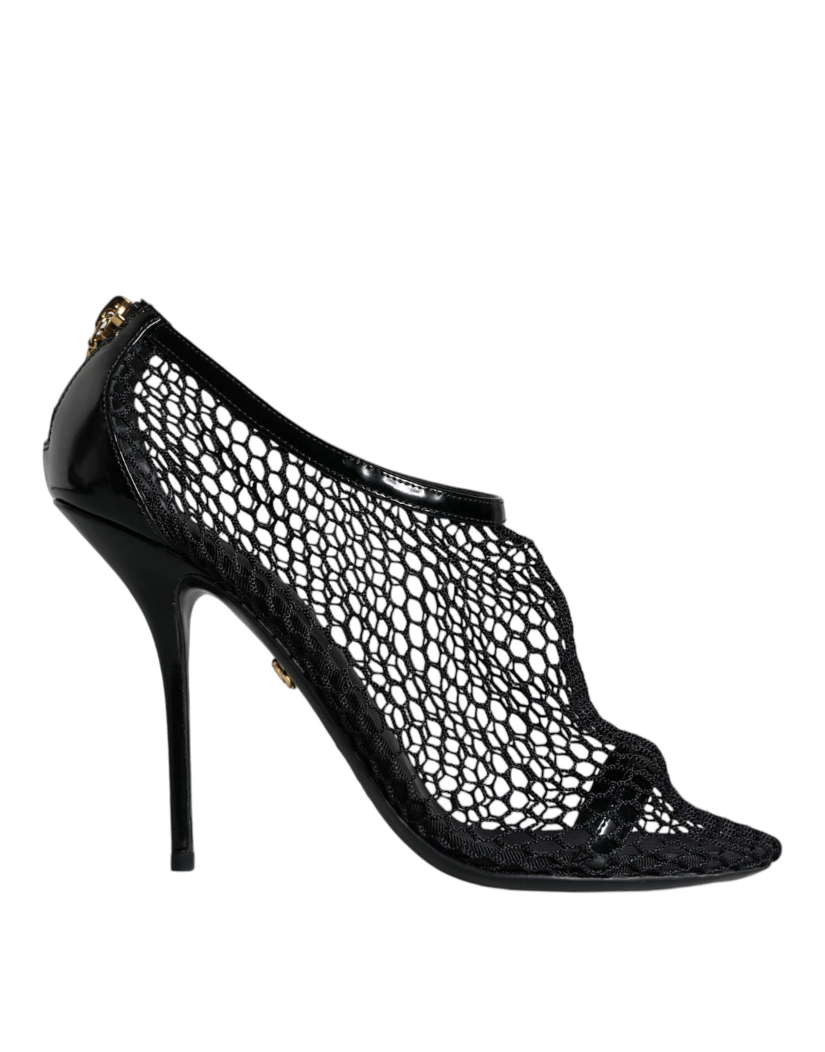 Dolce & Gabbana Black Mesh Leather Heels Keira Sandals Women's Shoes (Pre-Owned)