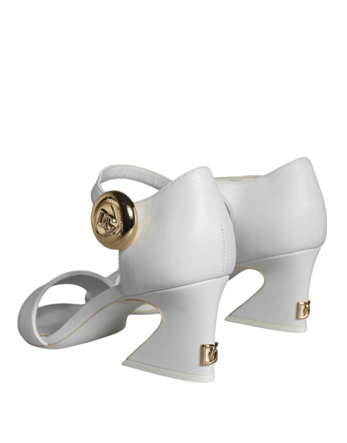 Dolce & Gabbana White Leather Heels Keira Sandals Women's Shoes
