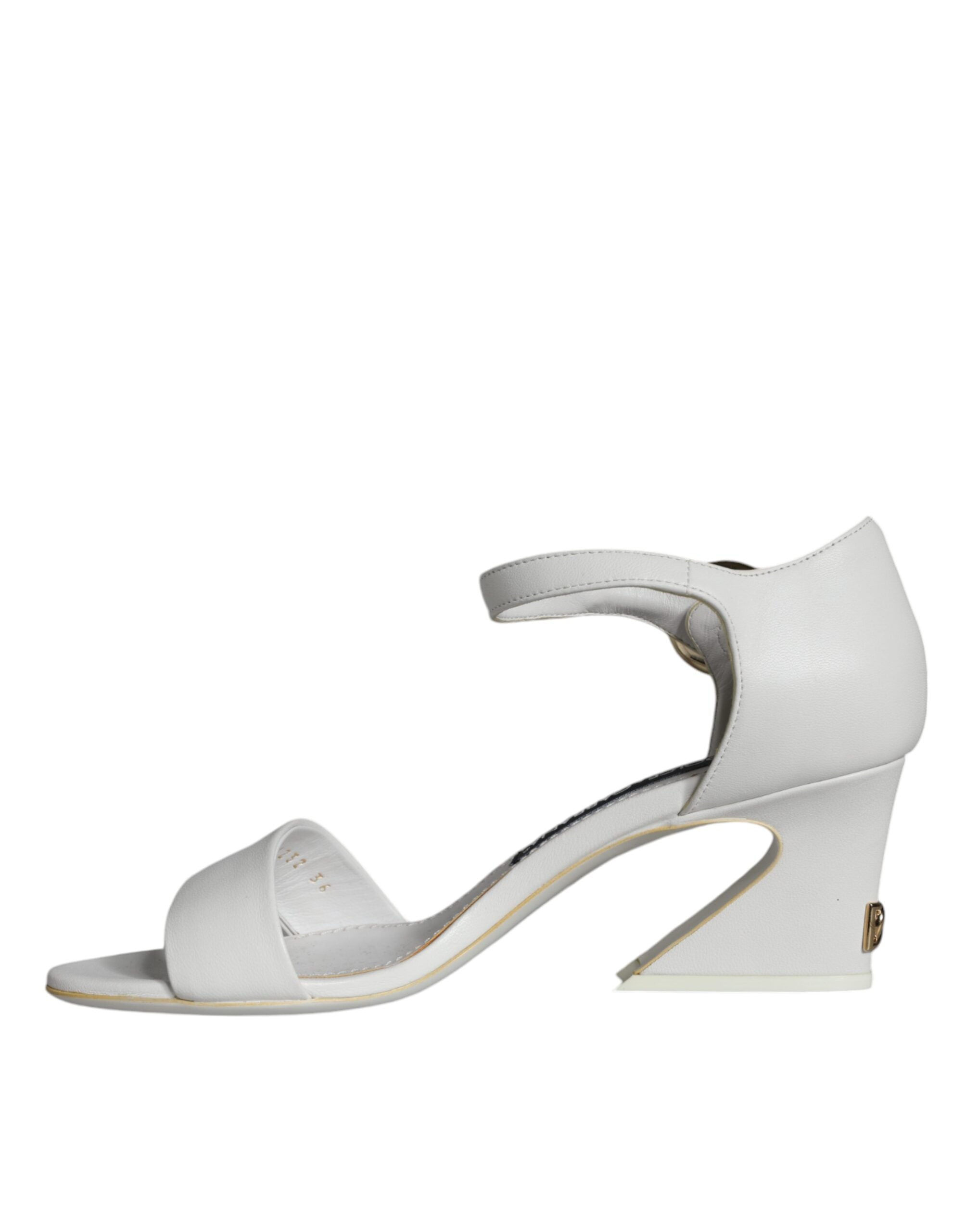 Dolce & Gabbana White Leather Heels Keira Sandals Women's Shoes