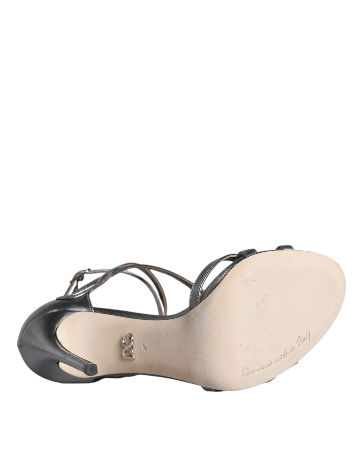 Dolce & Gabbana Silver Keira Leather Heels Sandals Women's Shoes (Pre-Owned)